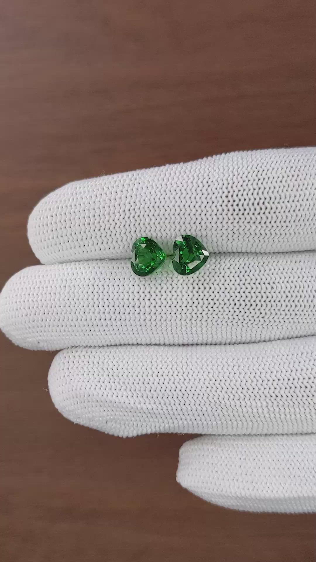 3.75 Ct.Tw.Total Carat Weight Tsavorite Garnet Pair from Tanzania Size Video