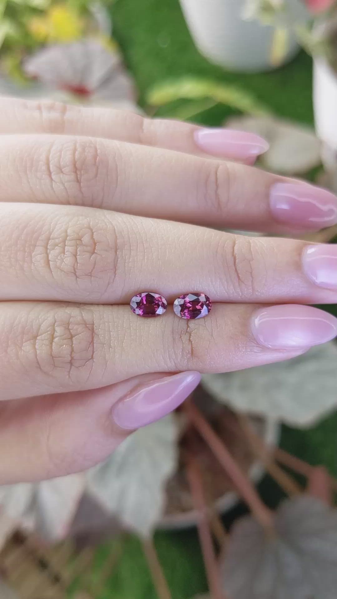 1.56&nbsp;Ct.Tw.Total Carat Weight Purplish Pink Rhodolite Garnet Pair from Ceylon (Sri Lanka) Size Video
