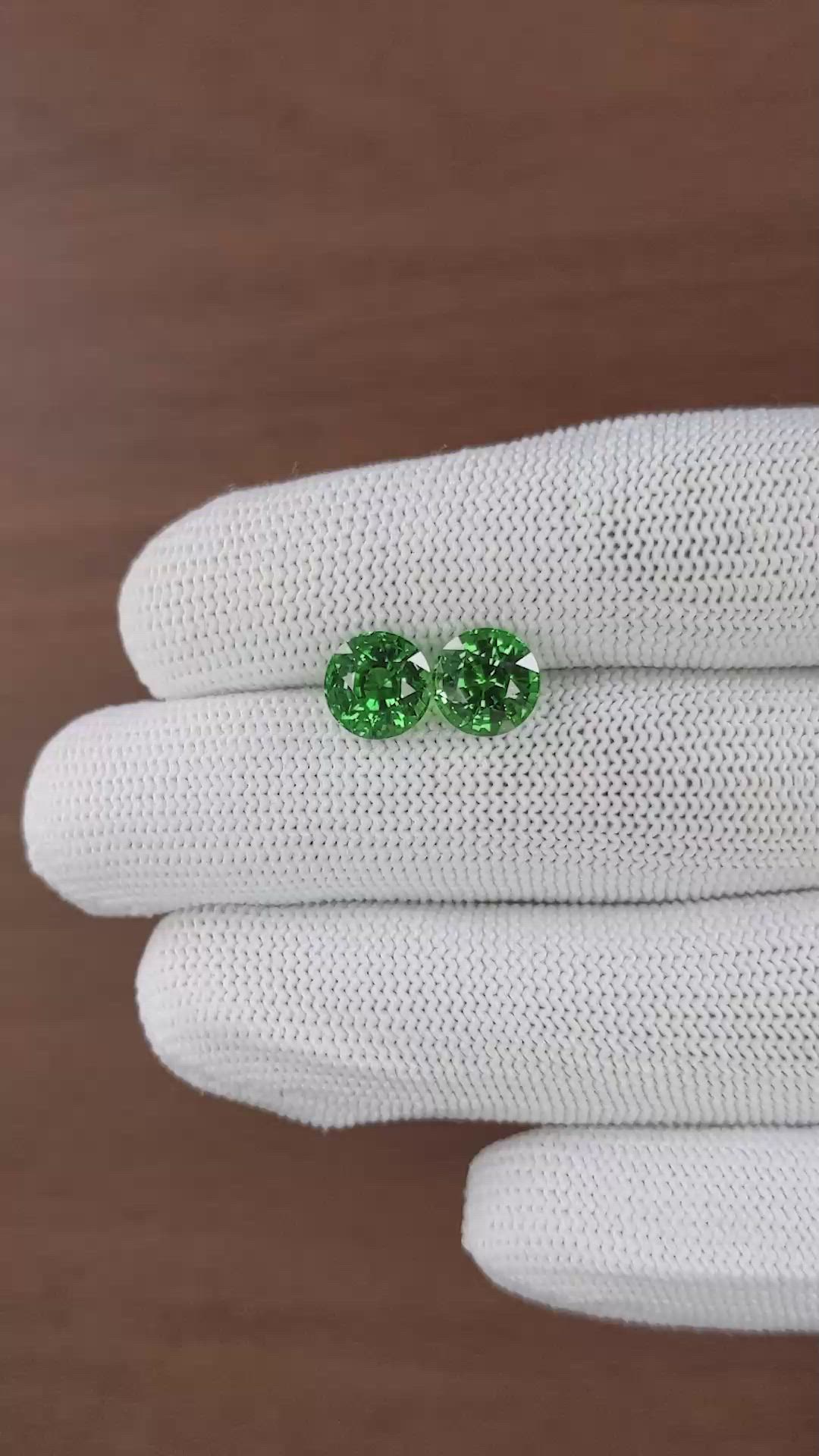 5.15 Ct.Tw.Total Carat Weight Tsavorite Garnet Pair from Kenya Size Video