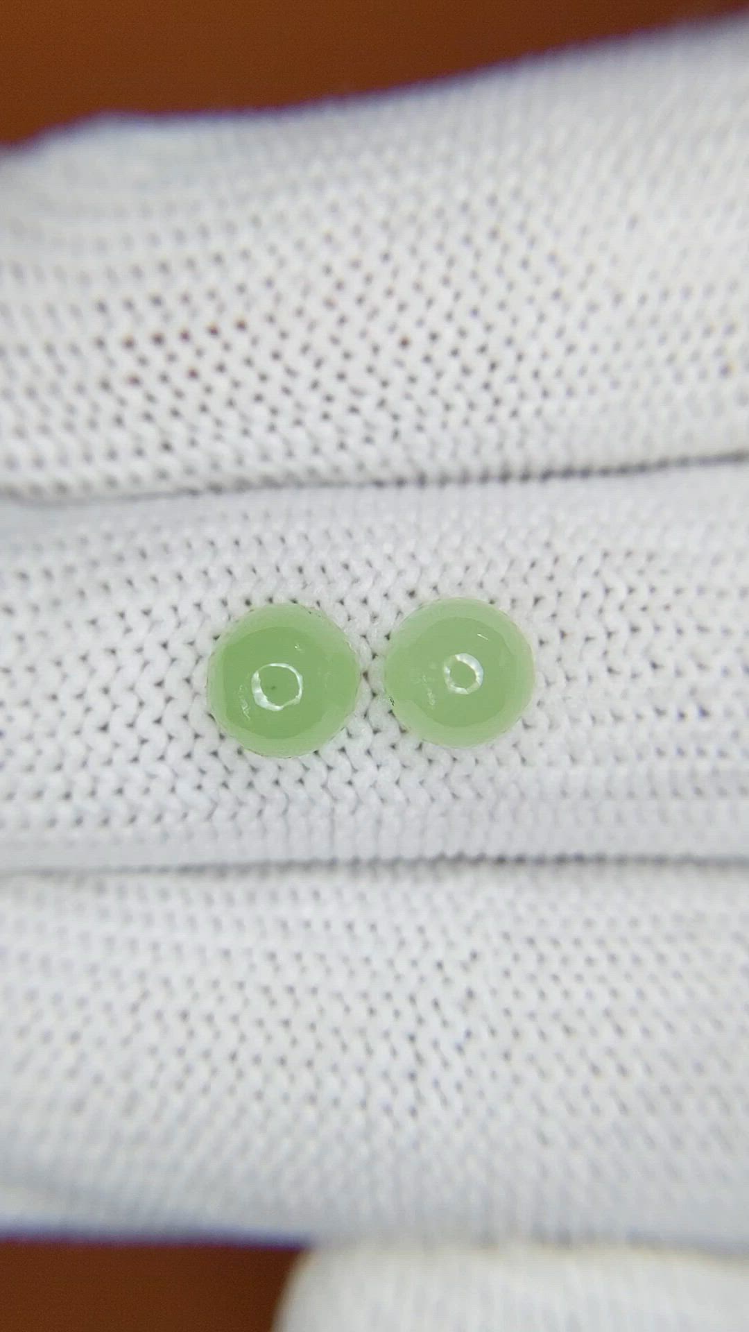 2.75 Ct.Tw.Total Carat Weight Green Cabochon Jade Pair from Burma (Myanmar) Size Video