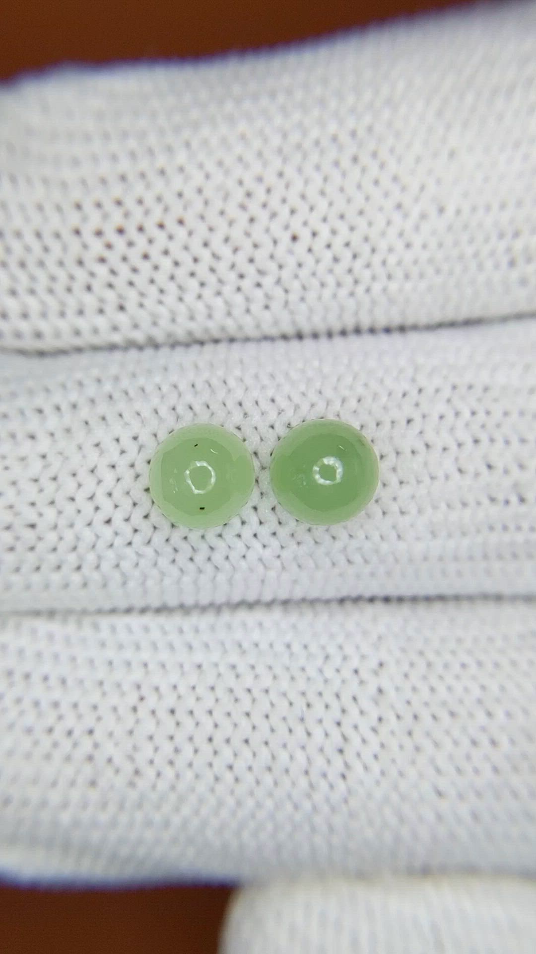 2.74 Ct.Tw.Total Carat Weight Green Cabochon Jade Pair from Burma (Myanmar) Size Video