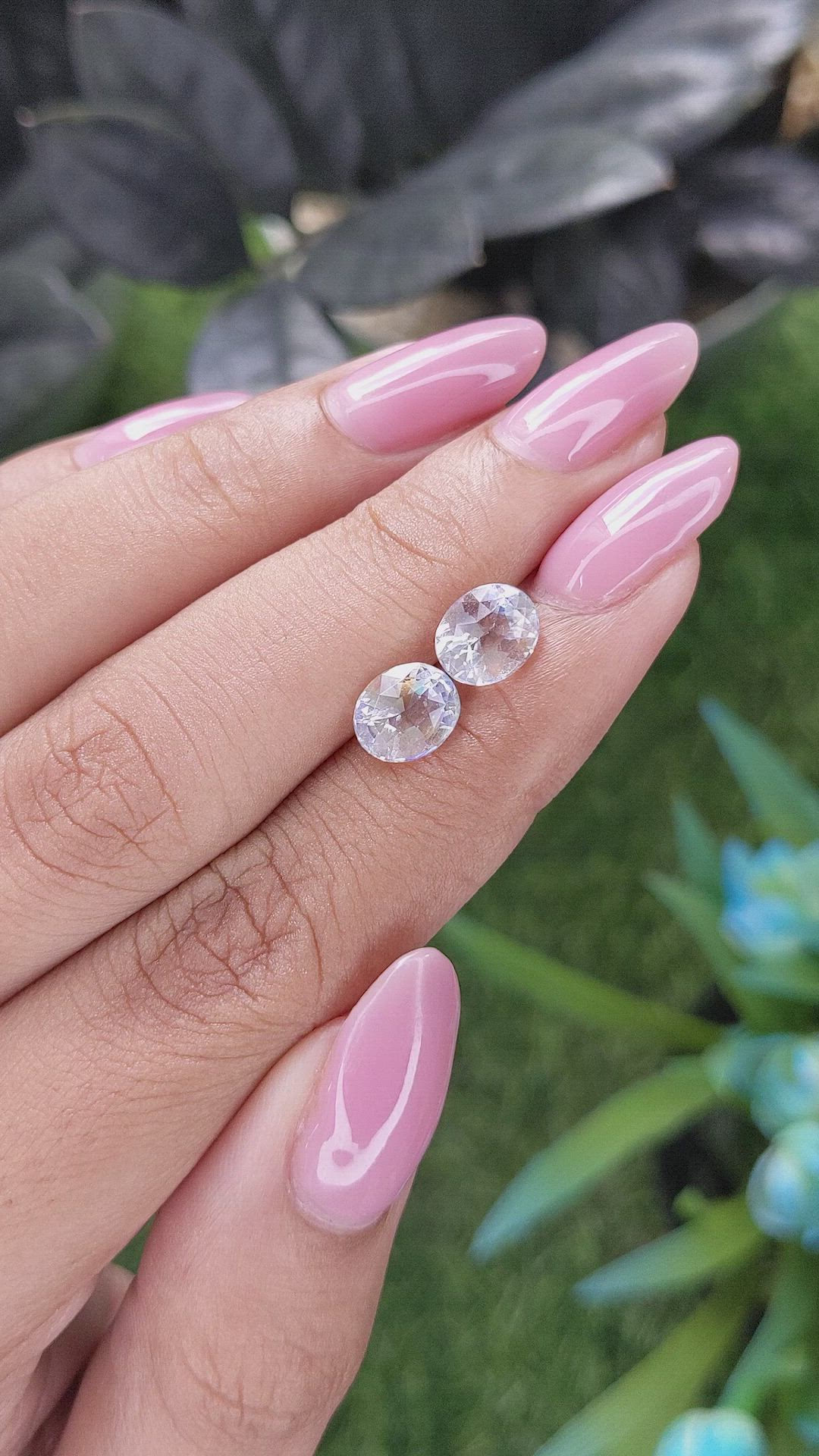 2.56&nbsp;Ct.Tw.Total Carat Weight Rainbow Moonstone Pair from Tanzania Size Video