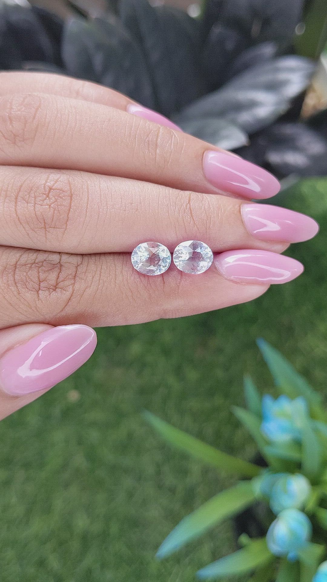 2.56&nbsp;Ct.Tw.Total Carat Weight Rainbow Moonstone Pair from Tanzania Size Video