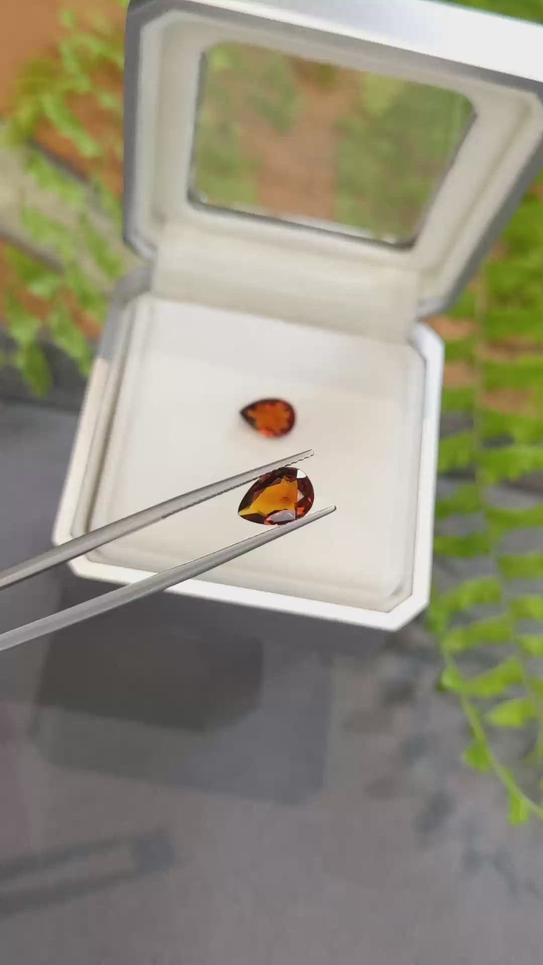 2.92 Ct.Tw.Total Carat Weight Madeira (Reddish Orange) Citrine Pair from Brazil Size Video