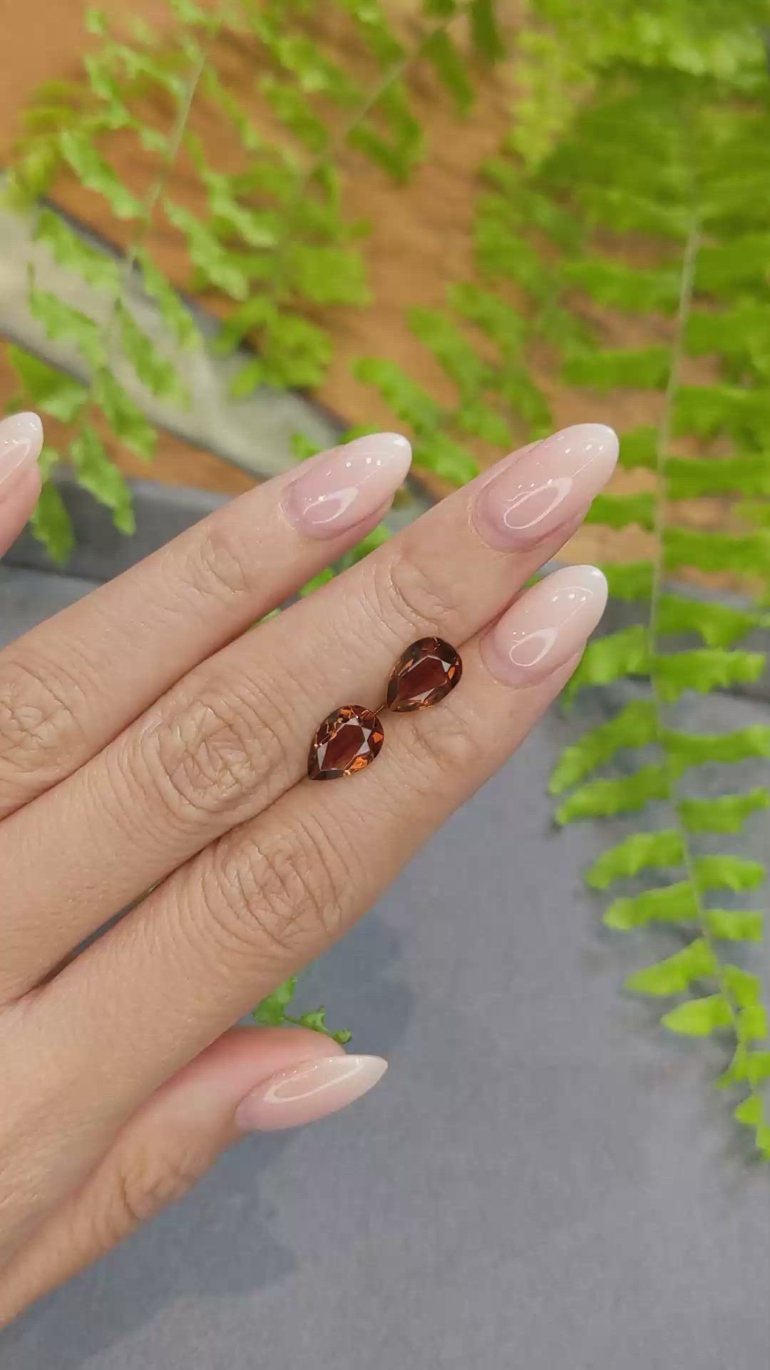 2.92 Ct.Tw.Total Carat Weight Madeira (Reddish Orange) Citrine Pair from Brazil Size Video