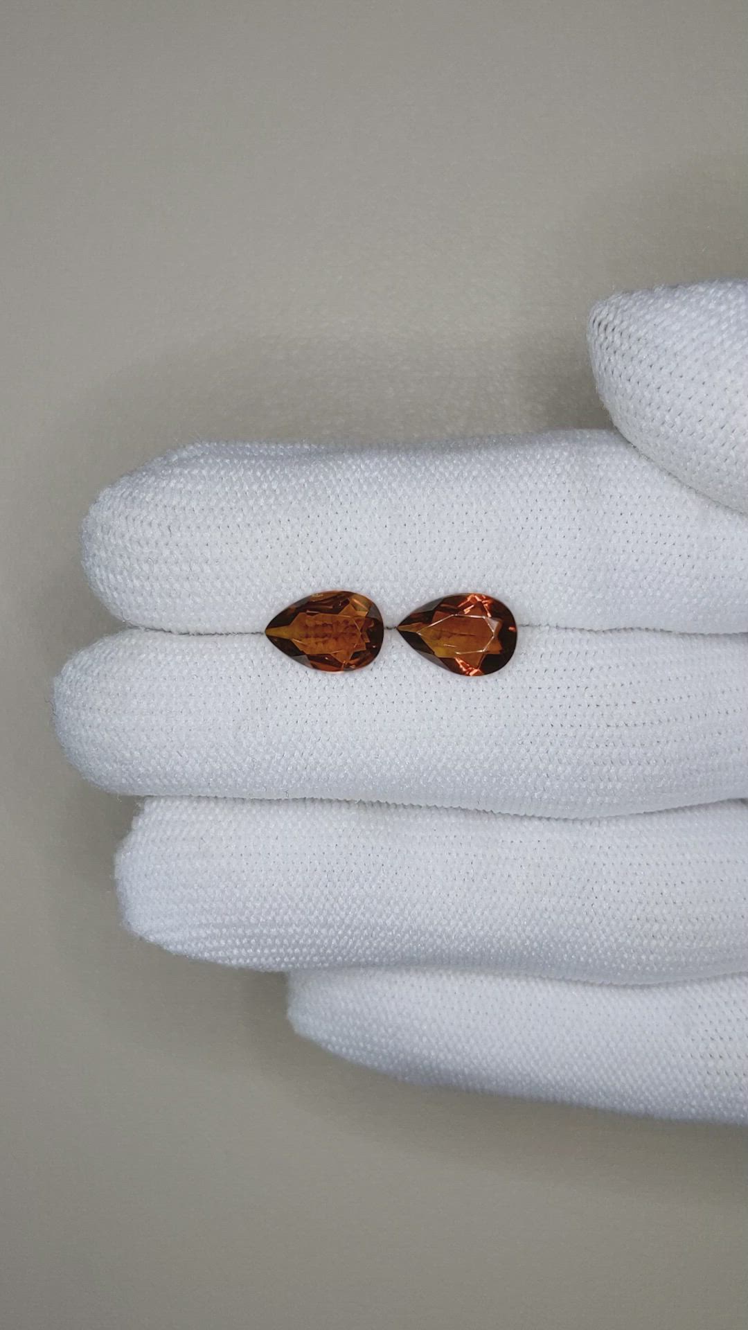 2.92 Ct.Tw.Total Carat Weight Madeira (Reddish Orange) Citrine Pair from Brazil Size Video