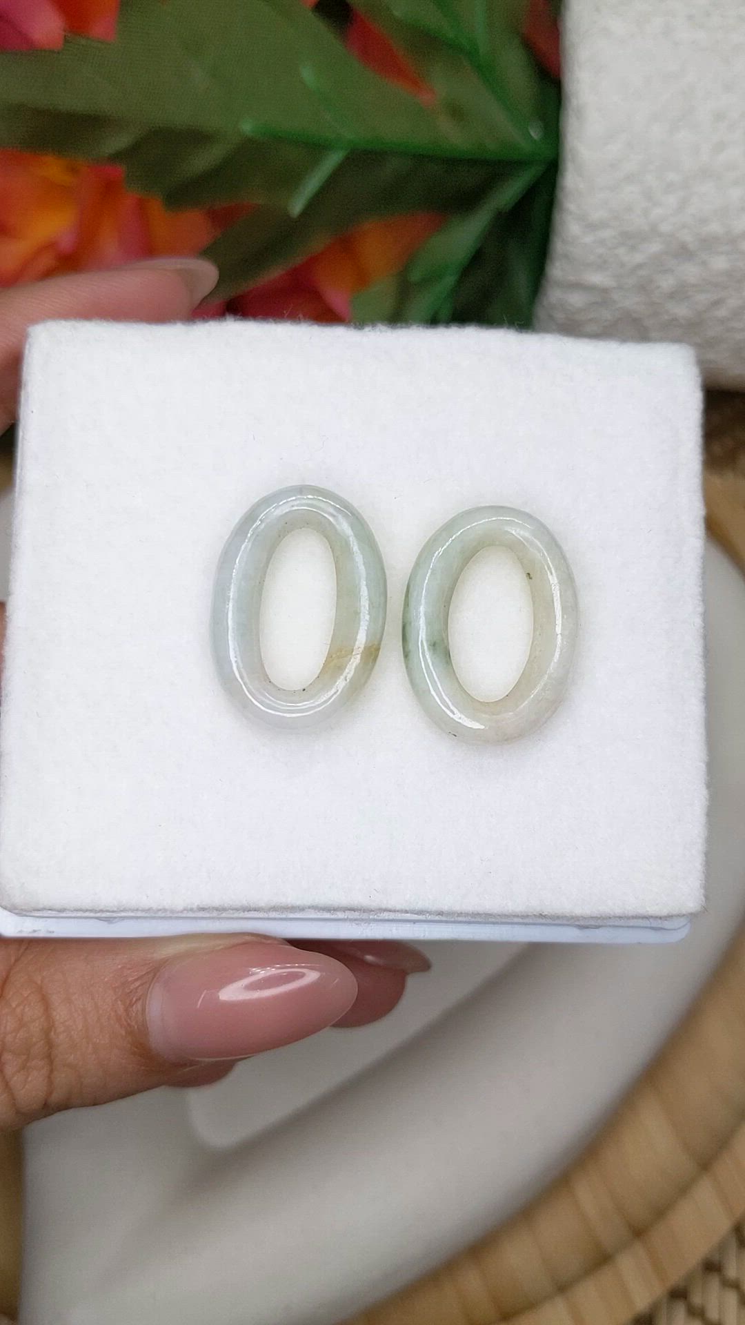 23.92 Ct.Tw.Total Carat Weight Green Jade Pair from Burma (Myanmar) Size Video
