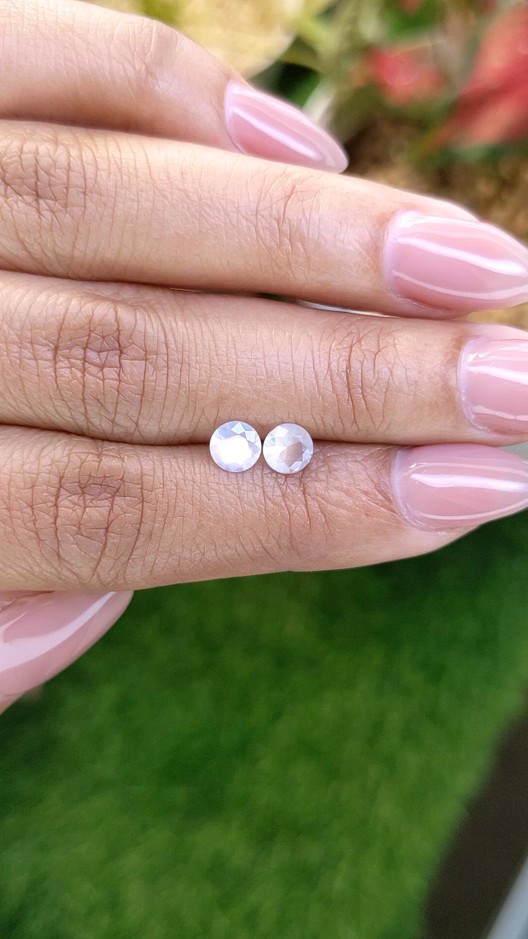 0.70 Ct.Tw.Total Carat Weight Rainbow Moonstone Pair from Ceylon (Sri Lanka) Size Video
