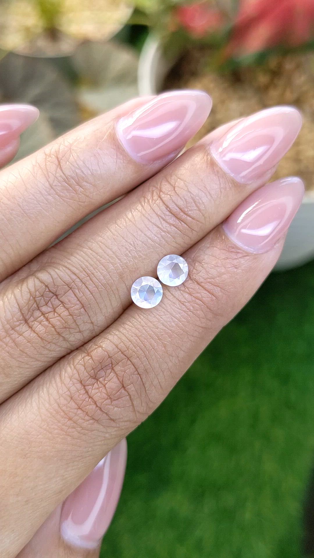 0.70 Ct.Tw.Total Carat Weight Rainbow Moonstone Pair from Ceylon (Sri Lanka) Size Video