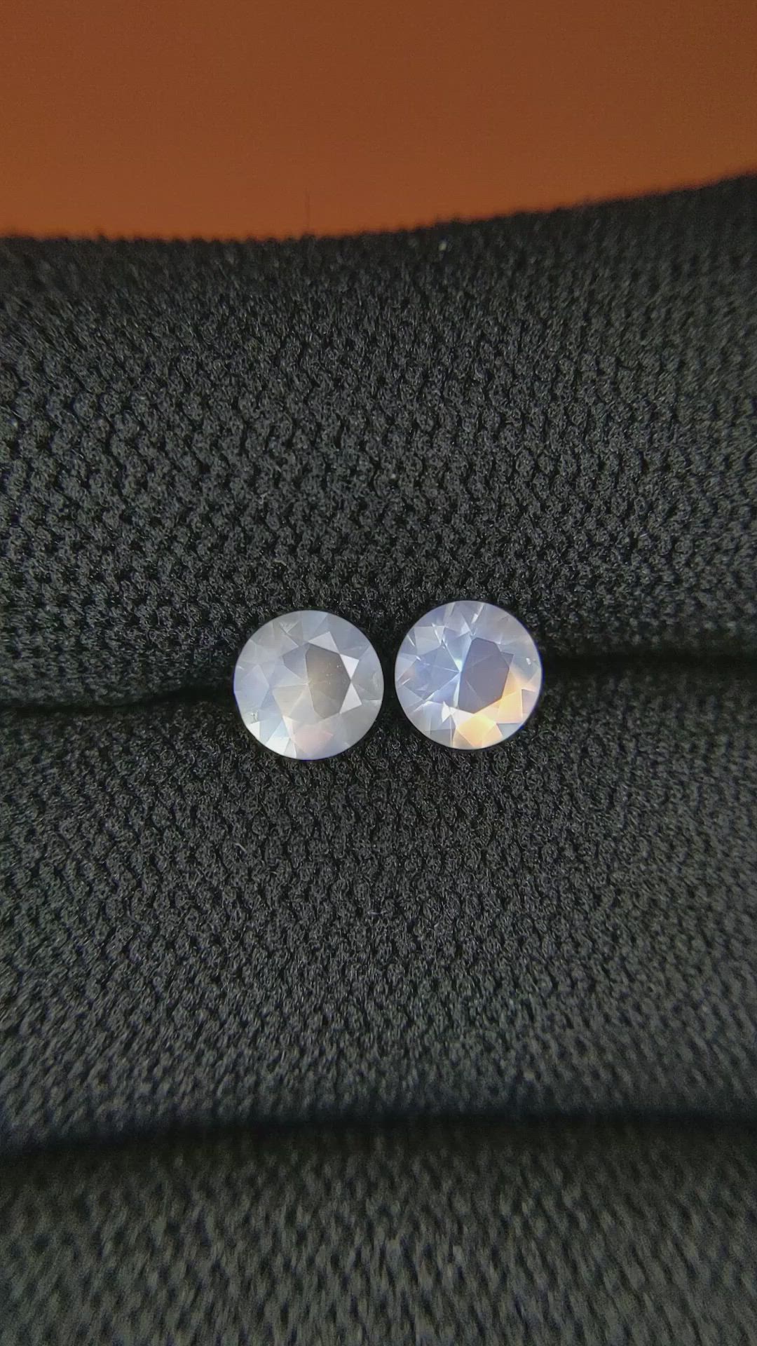 0.70 Ct.Tw.Total Carat Weight Rainbow Moonstone Pair from Ceylon (Sri Lanka) Size Video