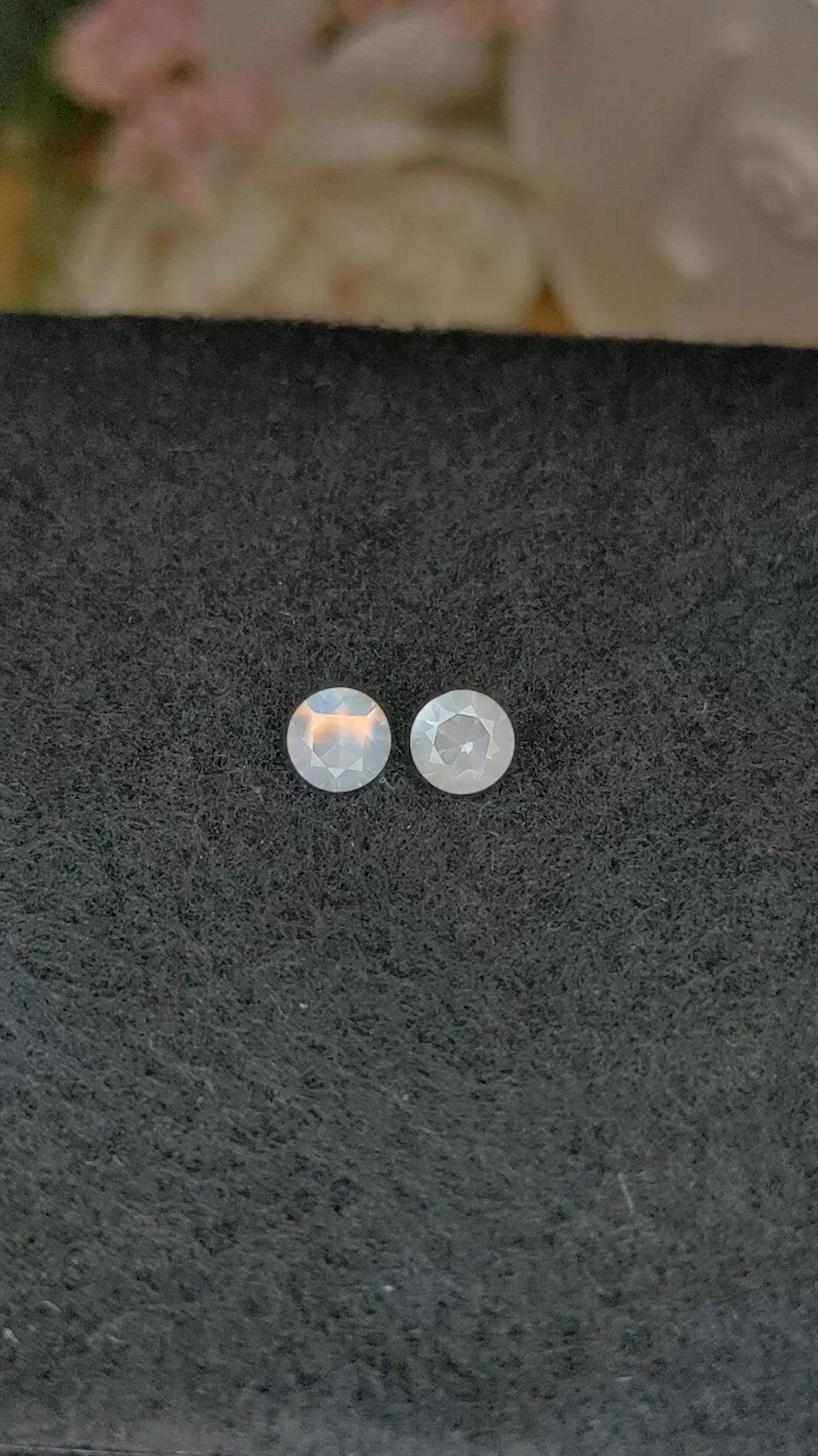 0.70 Ct.Tw.Total Carat Weight Rainbow Moonstone Pair from Ceylon (Sri Lanka) Size Video