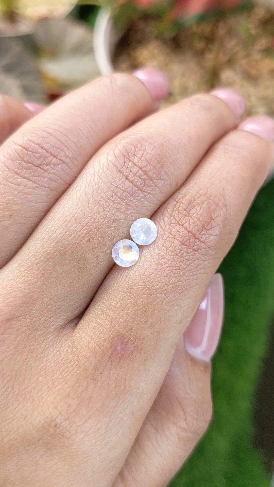 0.70 Ct.Tw.Total Carat Weight Rainbow Moonstone Pair from Ceylon (Sri Lanka) Size Video