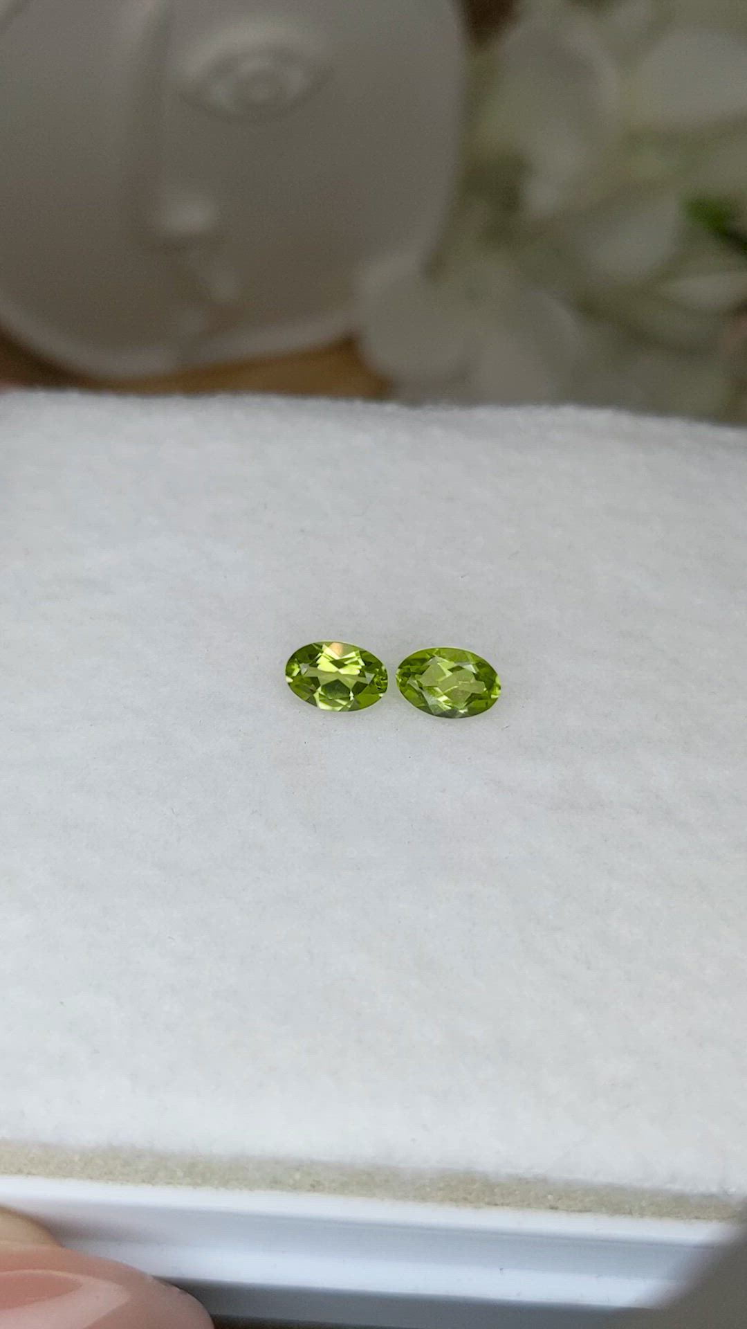 0.96 Ct.Tw.Total Carat Weight Green (Lime Green) Peridot Pair from Pakistan Size Video