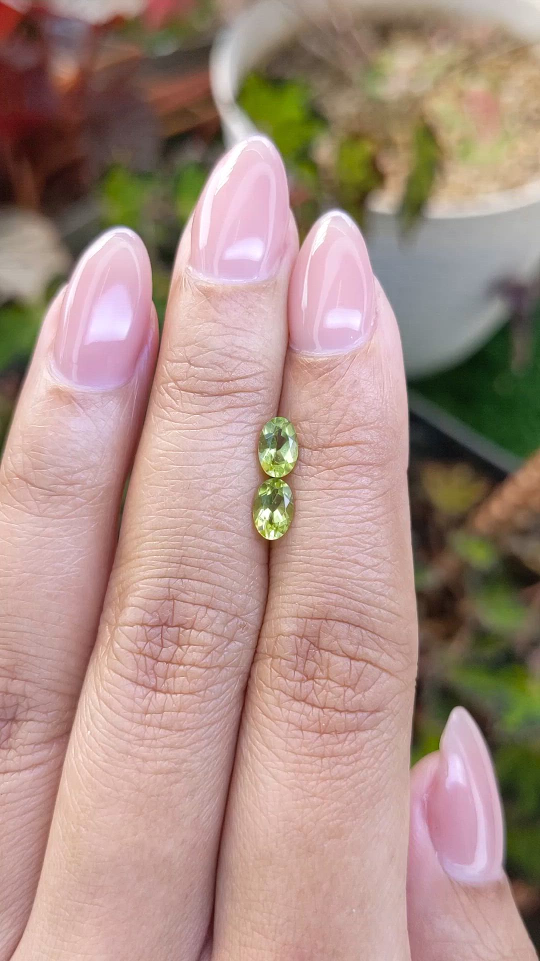 0.99&nbsp;Ct.Tw.Total Carat Weight Yellowish Green Peridot Pair from Pakistan Size Video