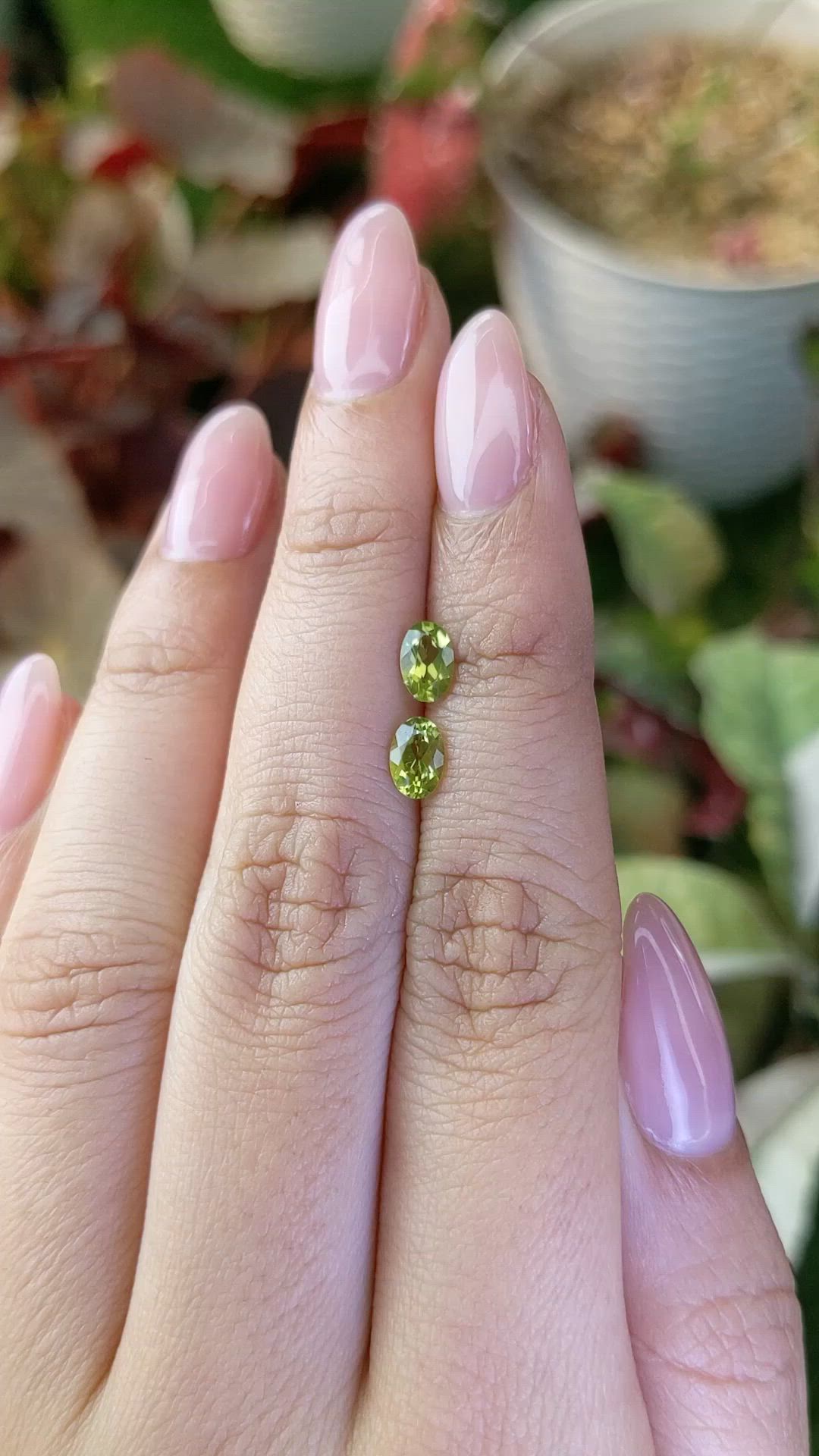 0.97 Ct.Tw.Total Carat Weight Yellowish Green Peridot Pair from Pakistan Size Video