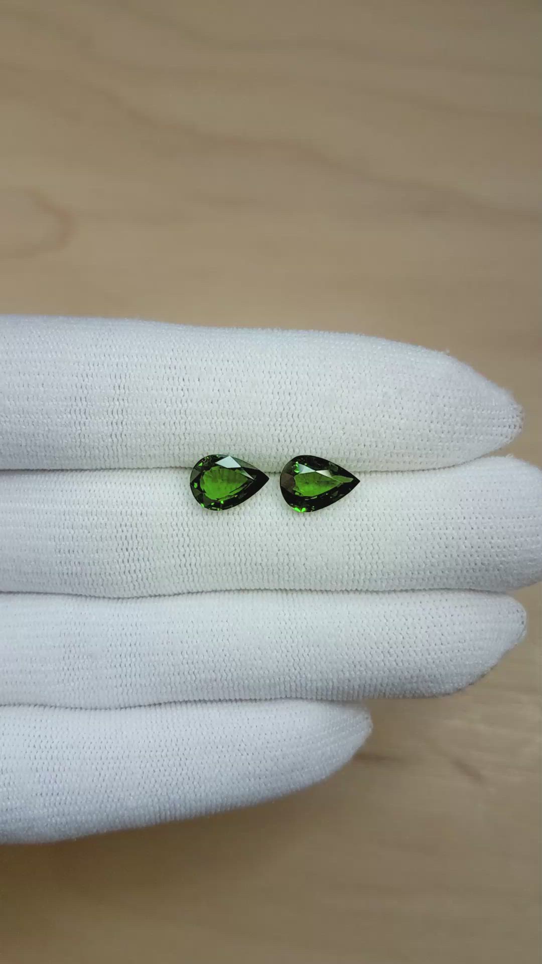 4.37 Ct.Tw.Total Carat Weight Tsavorite Garnet Pair from Tanzania Size Video