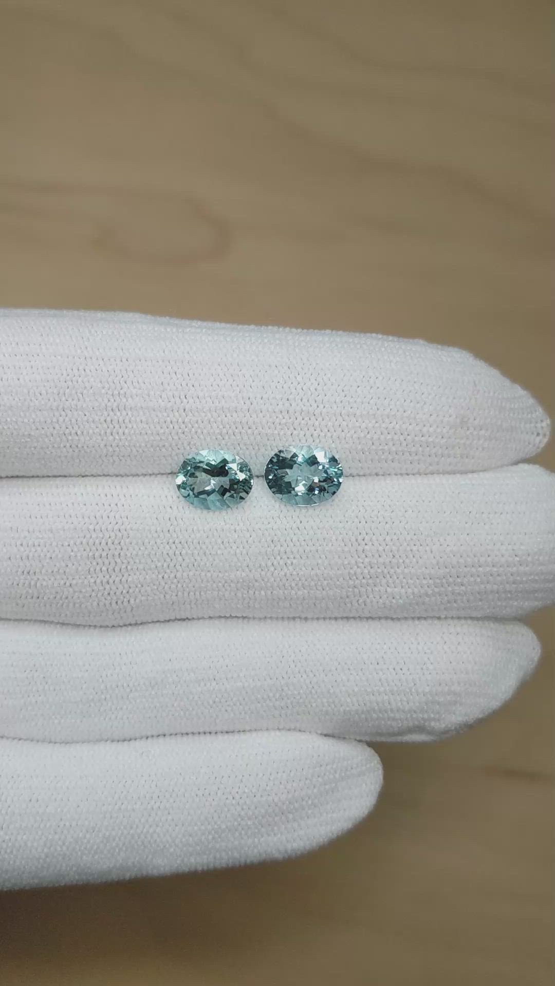 3.22&nbsp;Ct.Tw.Total Carat Weight Blue Aquamarine Pair from Brazil Size Video