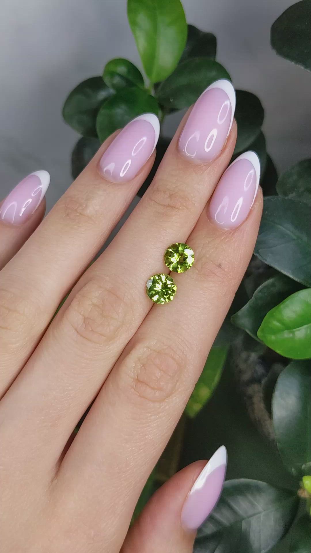 2.56 Ct.Tw.Total Carat Weight Yellowish Green Peridot Pair from Pakistan Size Video