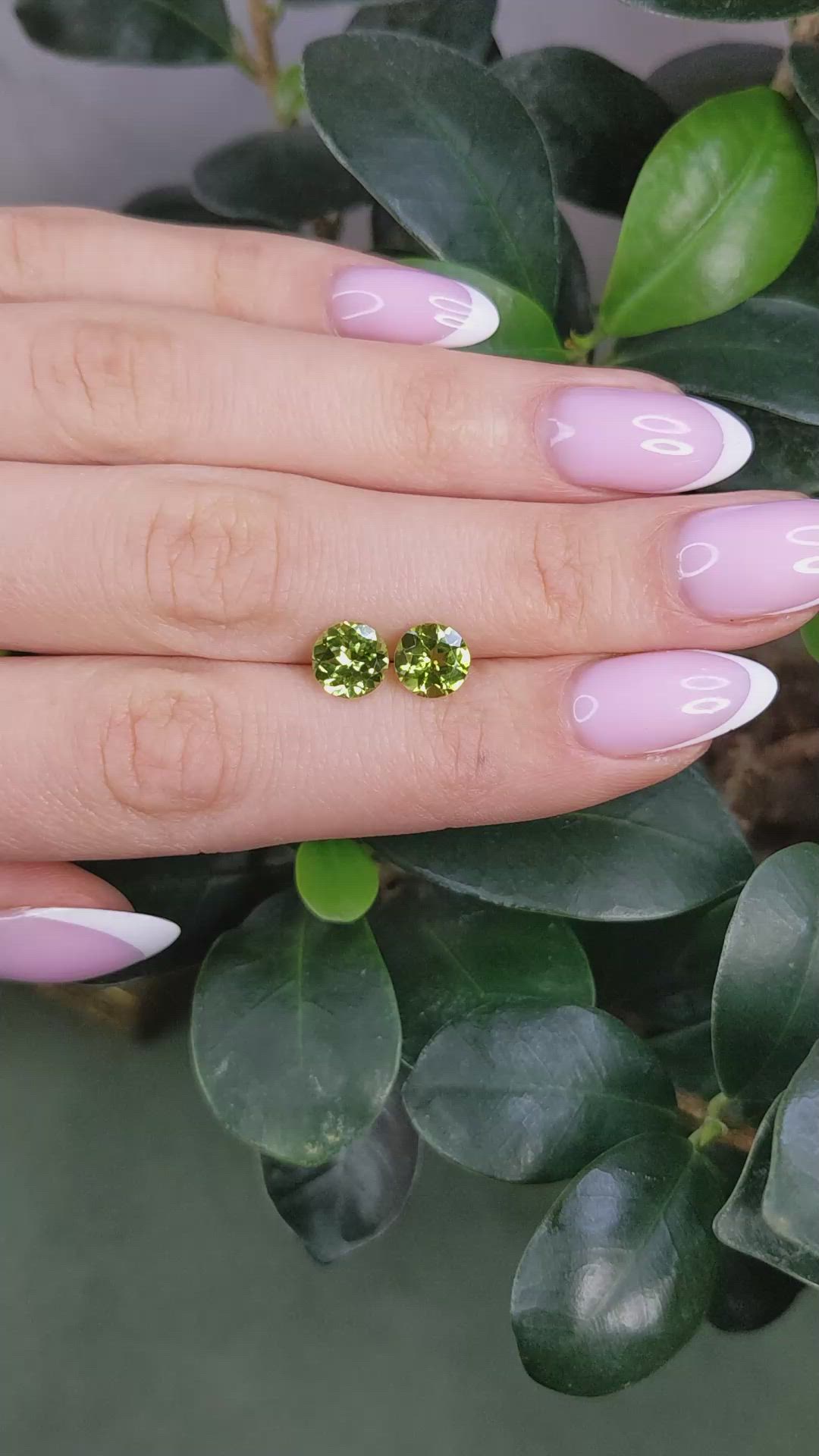 2.56 Ct.Tw.Total Carat Weight Yellowish Green Peridot Pair from Pakistan Size Video