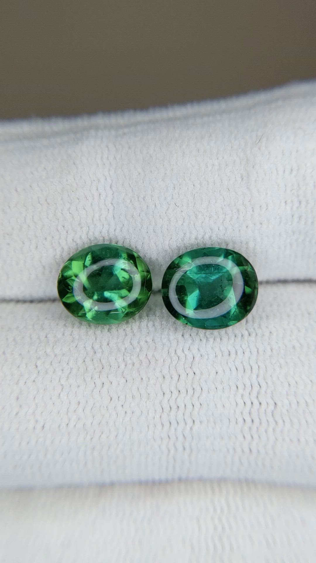 4.70&nbsp;Ct.Tw.Total Carat Weight Green Cabochon Tourmaline Pair from Brazil Size Video