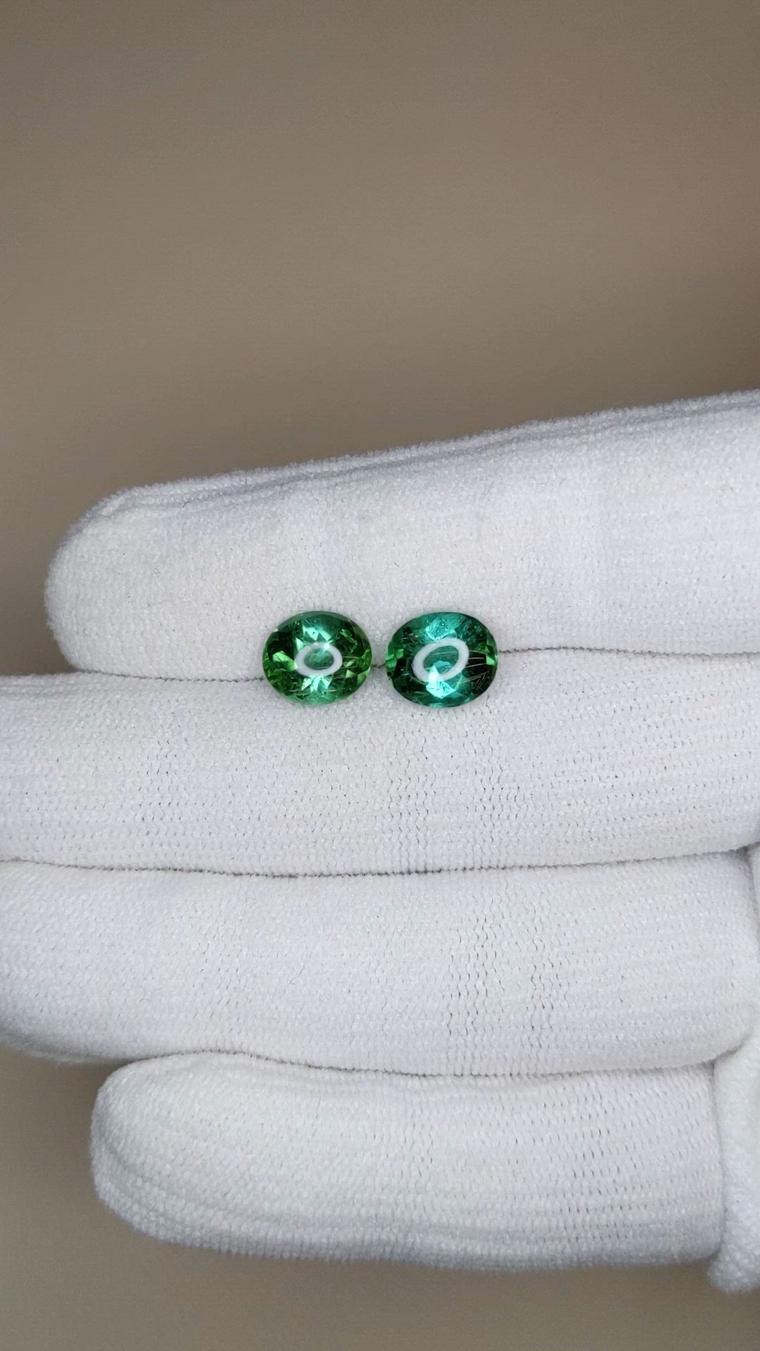 4.70&nbsp;Ct.Tw.Total Carat Weight Green Cabochon Tourmaline Pair from Brazil Size Video