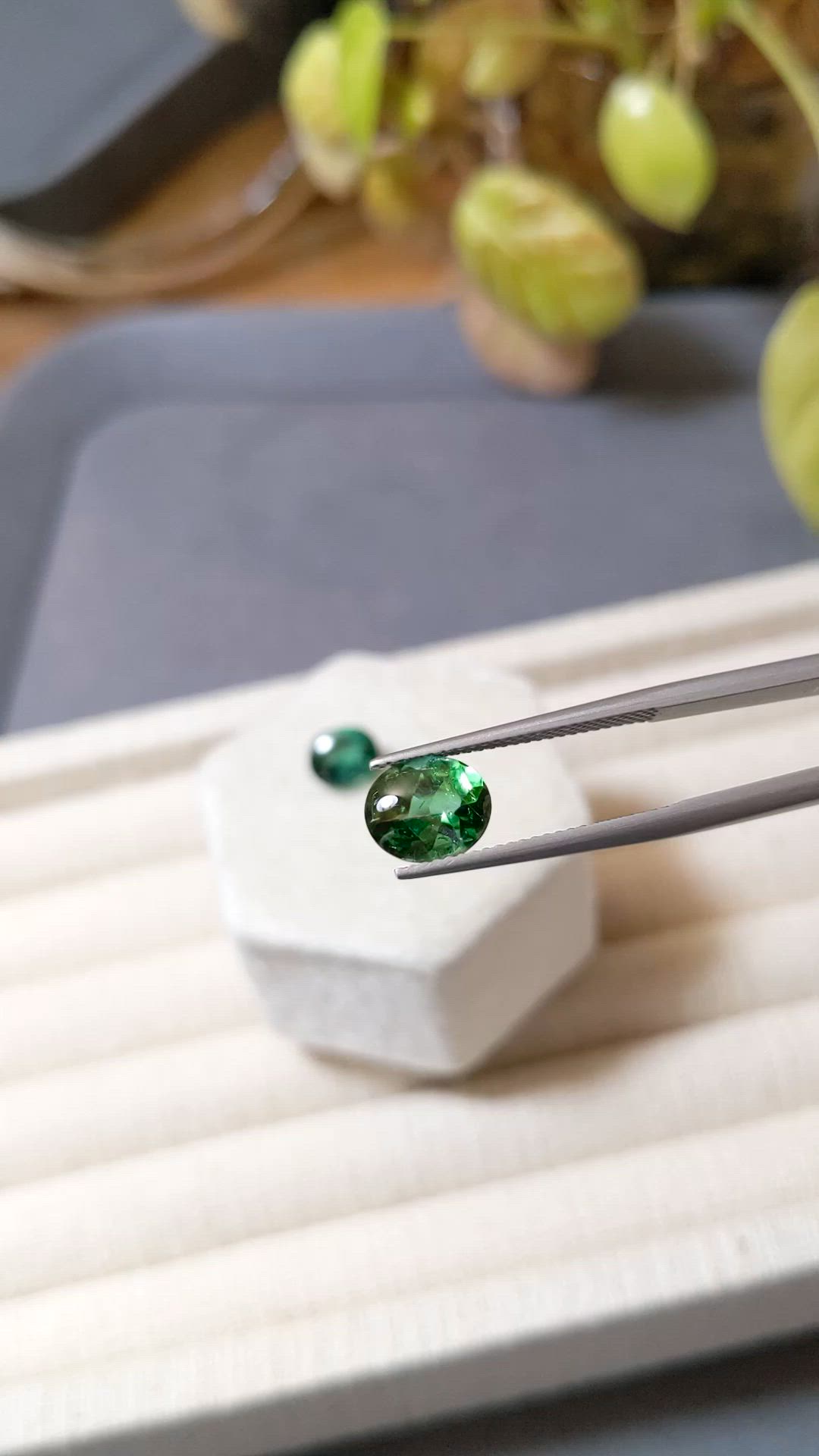4.70&nbsp;Ct.Tw.Total Carat Weight Green Cabochon Tourmaline Pair from Brazil Size Video