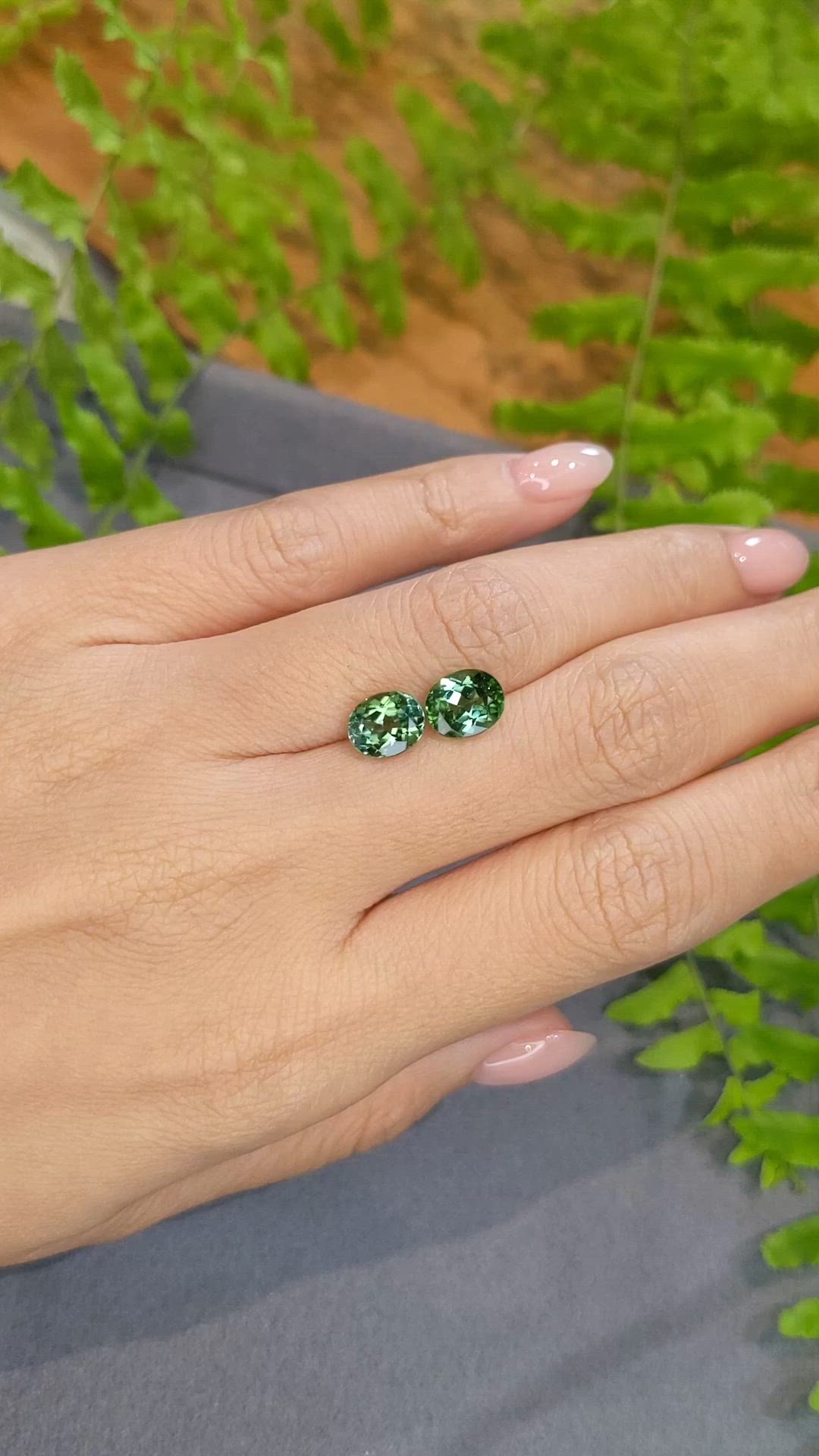 3.25&nbsp;Ct.Tw.Total Carat Weight Bluish Green Tourmaline Pair from Brazil Size Video