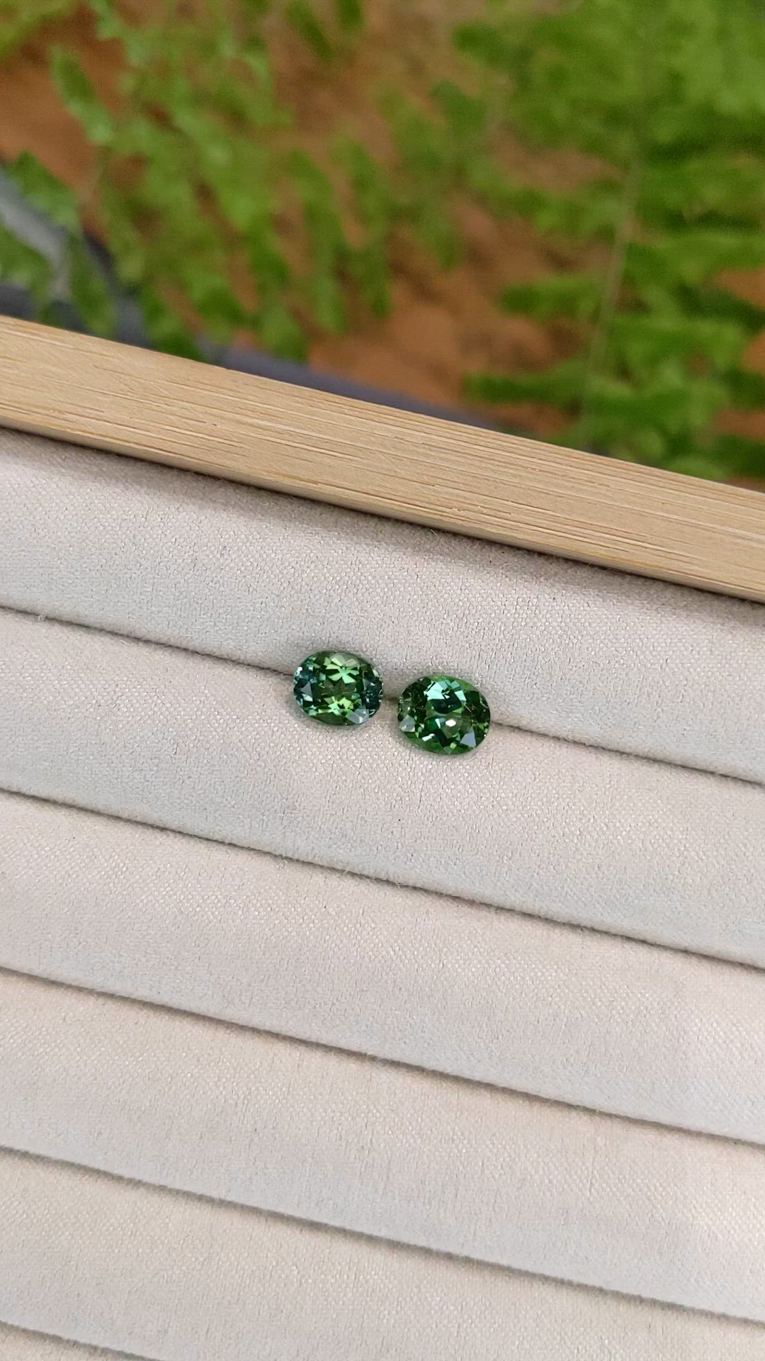 3.25&nbsp;Ct.Tw.Total Carat Weight Bluish Green Tourmaline Pair from Brazil Size Video