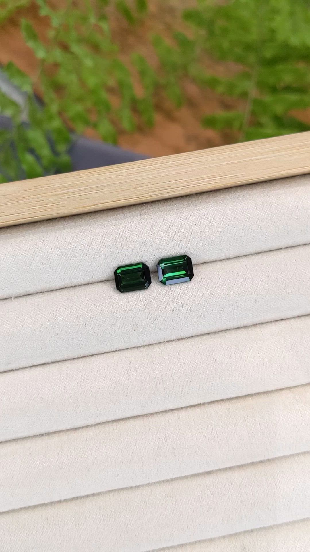 2.92&nbsp;Ct.Tw.Total Carat Weight Green Tourmaline Pair from Brazil Size Video