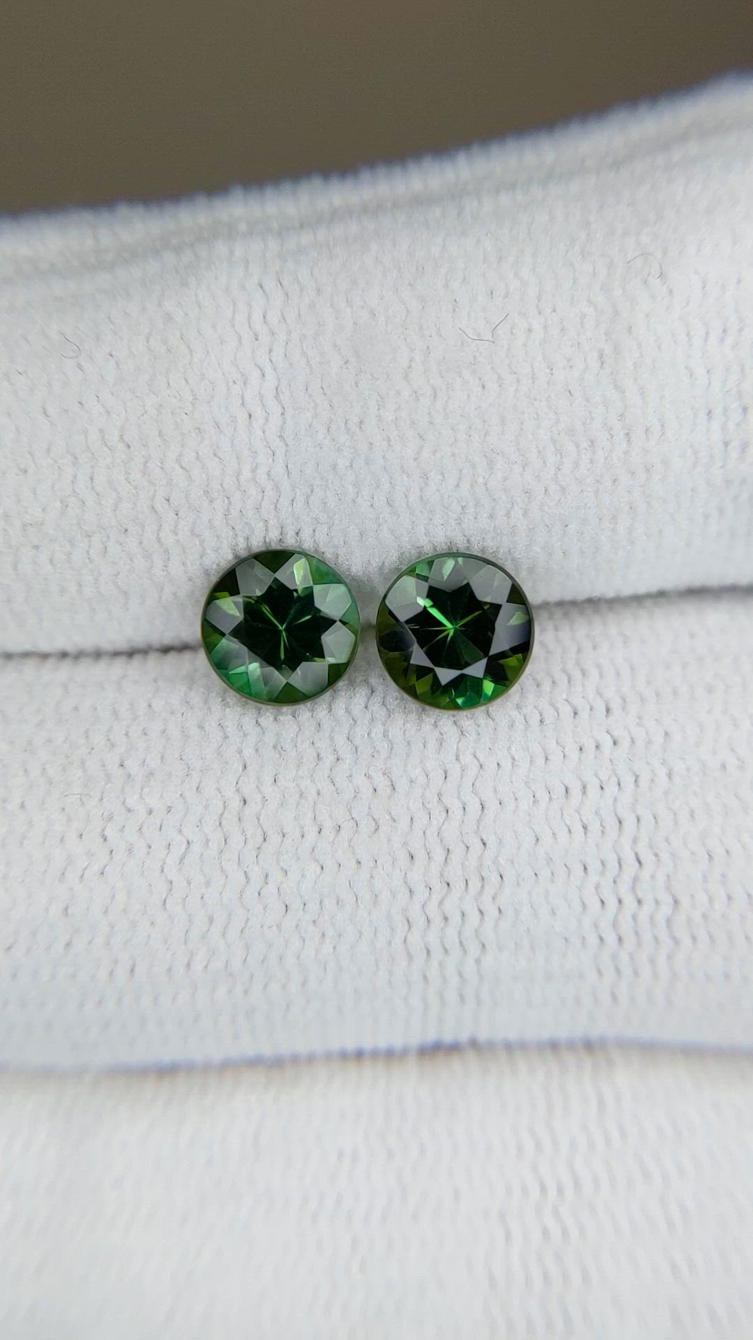 1.78 Ct.Tw.Total Carat Weight Green Tourmaline Pair from Brazil Size Video