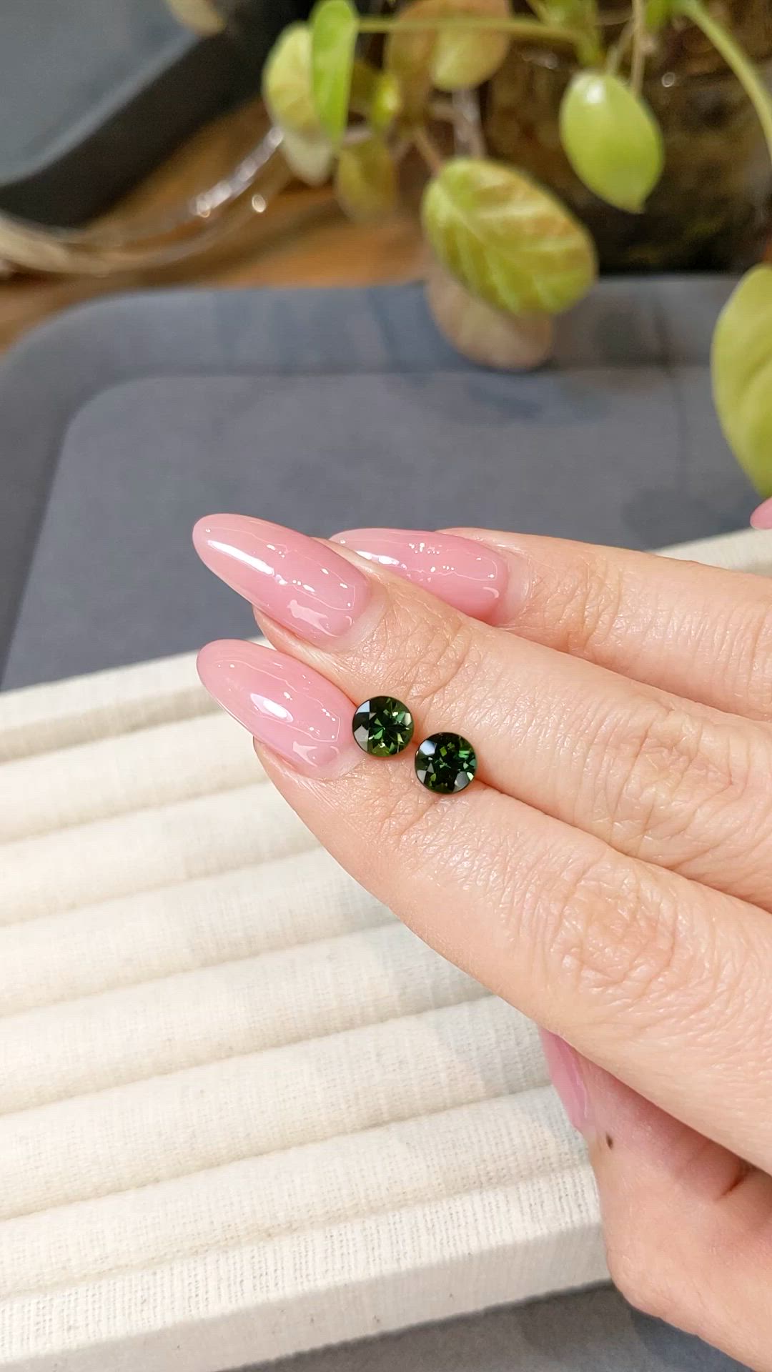1.78 Ct.Tw.Total Carat Weight Green Tourmaline Pair from Brazil Size Video