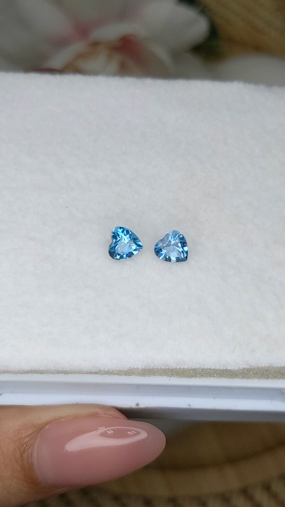 1.11&nbsp;Ct.Tw.Total Carat Weight Swiss Blue Topaz Pair from Ceylon (Sri Lanka) Size Video