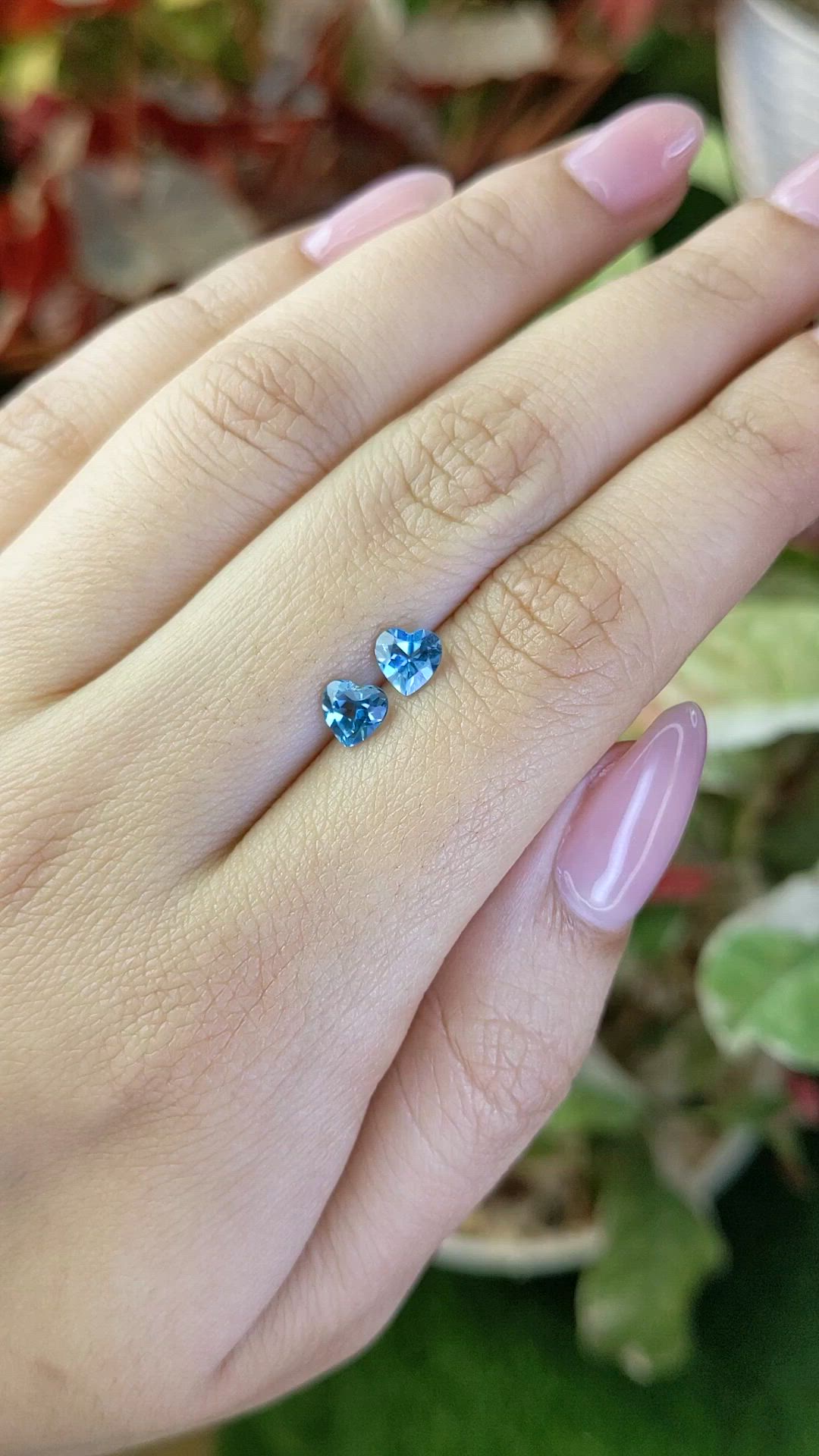 1.11&nbsp;Ct.Tw.Total Carat Weight Swiss Blue Topaz Pair from Ceylon (Sri Lanka) Size Video