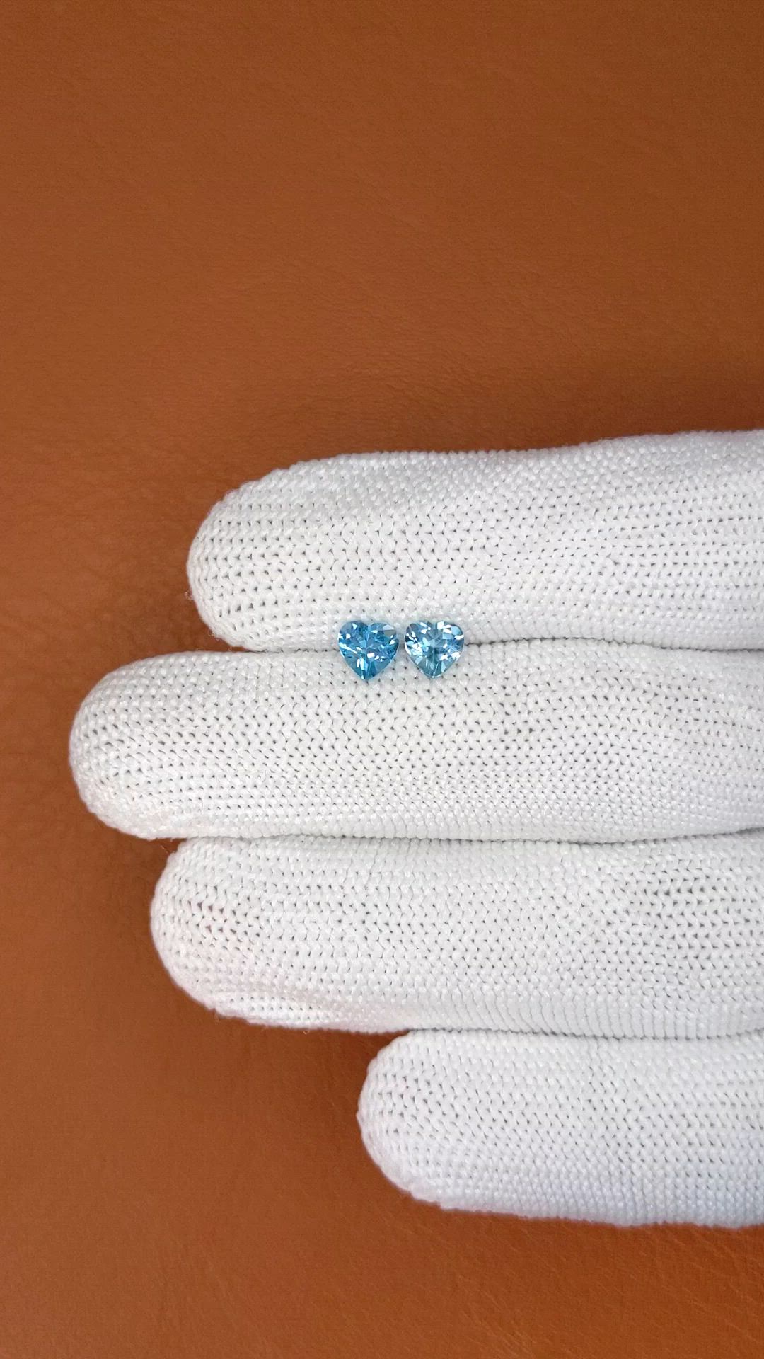 1.17&nbsp;Ct.Tw.Total Carat Weight Swiss Blue Topaz Pair from Ceylon (Sri Lanka) Size Video