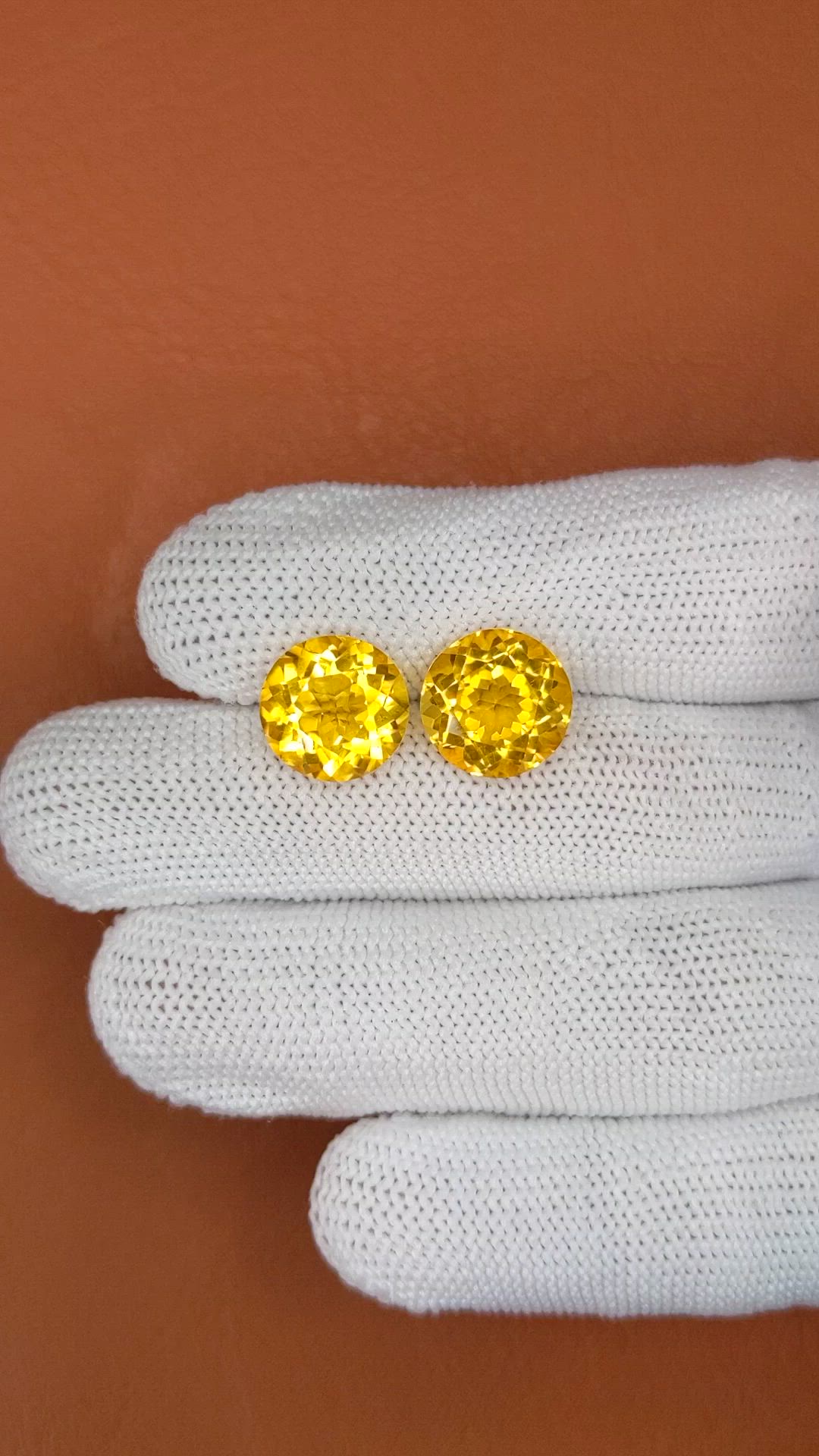 10.18 Ct.Tw.Total Carat Weight Yellow Citrine Pair from Brazil Size Video