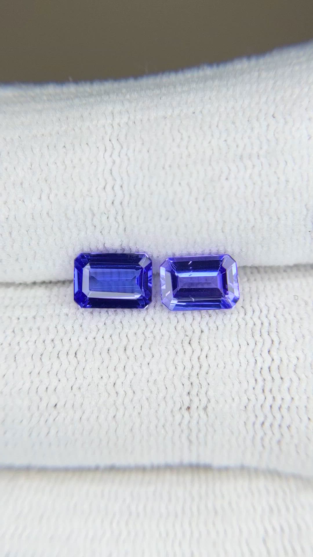 1.95 Ct.Tw.Total Carat Weight Violetish Blue Tanzanite Pair from Tanzania Size Video