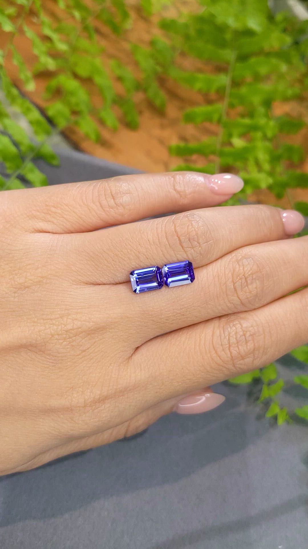 3.12 Ct.Tw.Total Carat Weight Violetish Blue Tanzanite Pair from Tanzania Size Video
