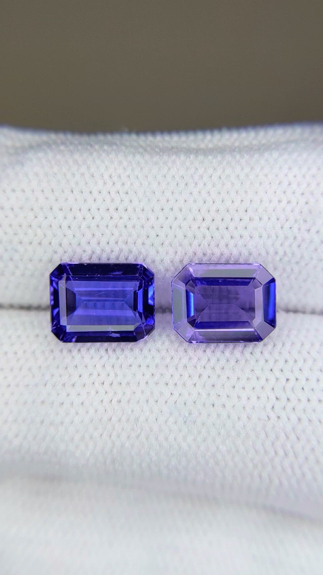 4.08 Ct.Tw.Total Carat Weight Violetish Blue Tanzanite Pair from Tanzania Size Video