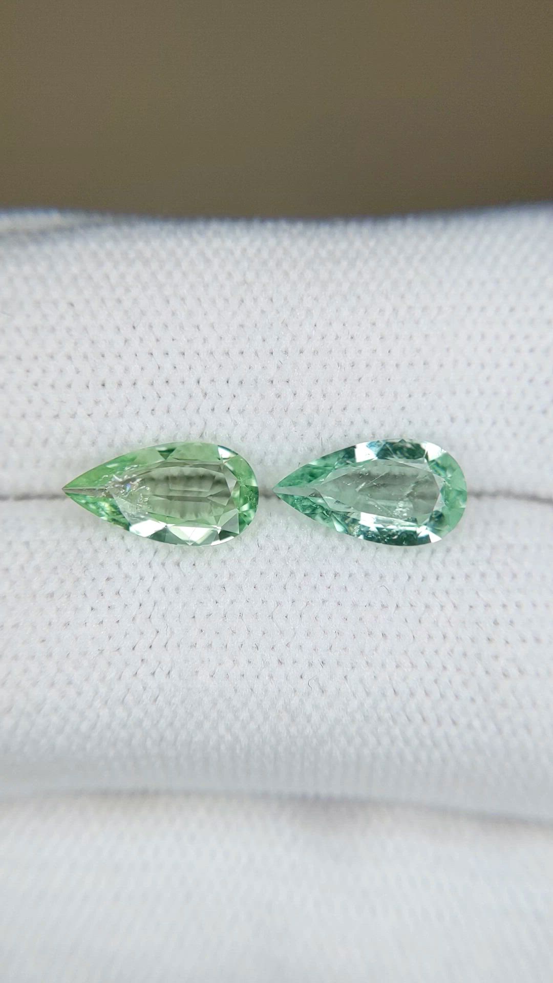 2.05 Ct.Tw.Total Carat Weight Green Paraiba Tourmaline Pair from Mozambique Size Video