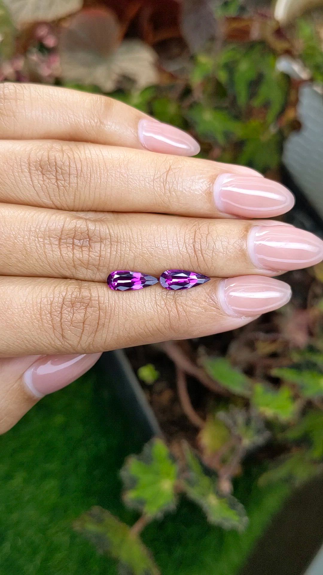2.20 Ct.Tw.Total Carat Weight Pinkish Purple Garnet Pair from Ceylon (Sri Lanka) Size Video