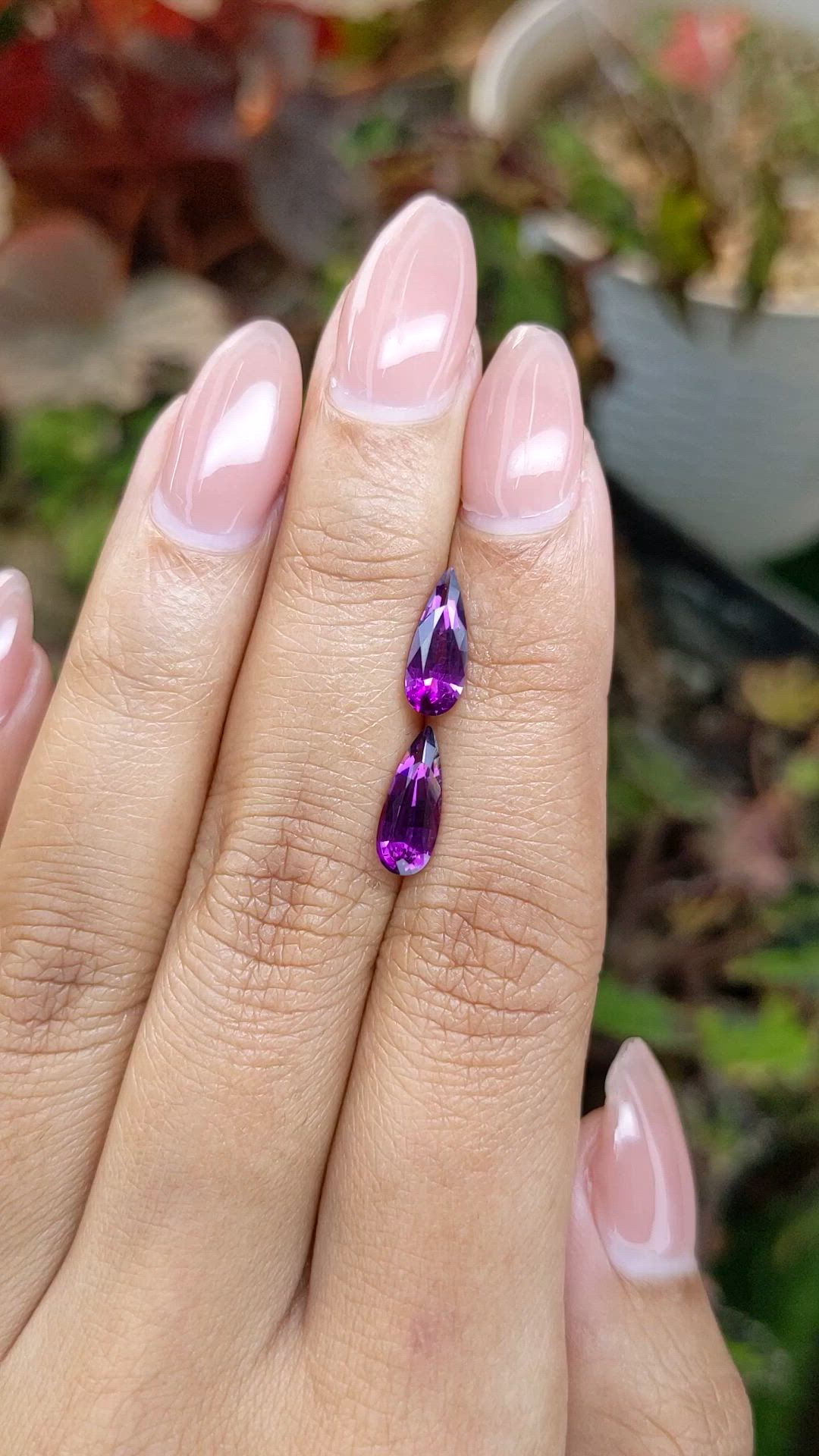 2.20 Ct.Tw.Total Carat Weight Pinkish Purple Garnet Pair from Ceylon (Sri Lanka) Size Video