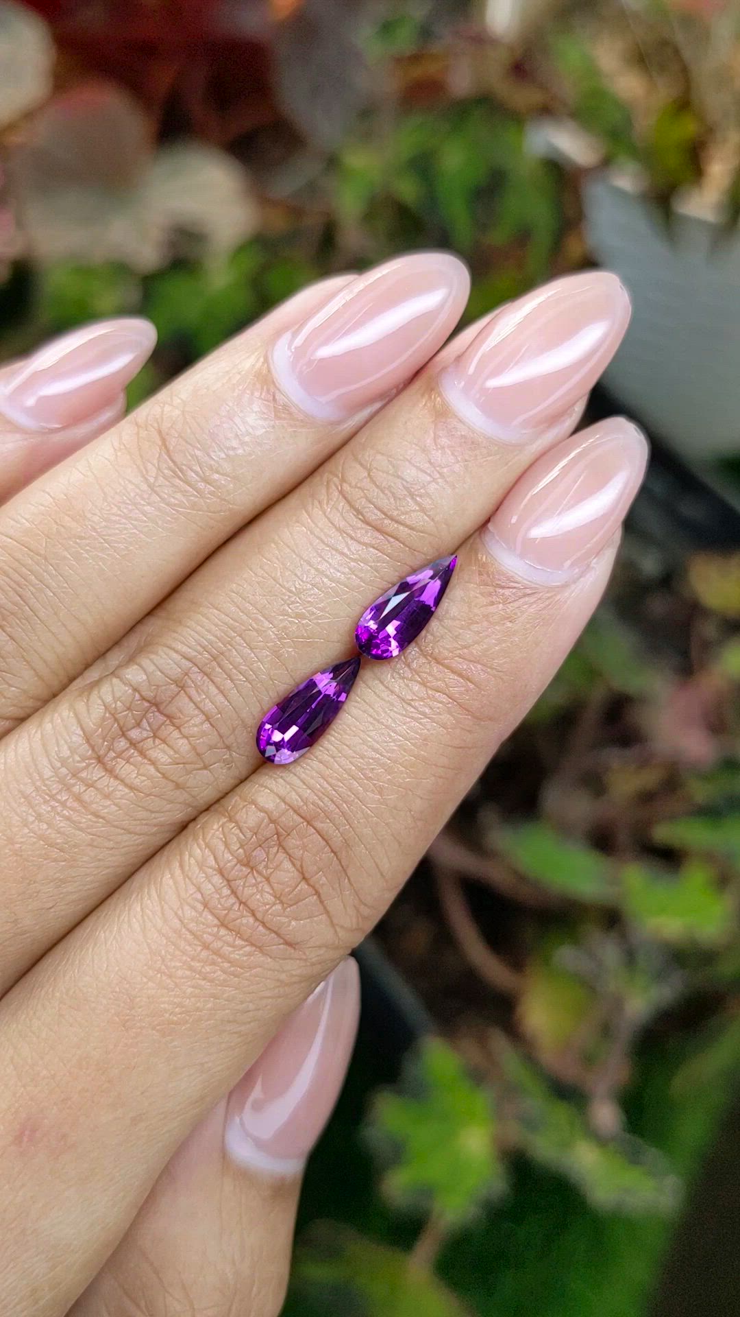 2.20 Ct.Tw.Total Carat Weight Pinkish Purple Garnet Pair from Ceylon (Sri Lanka) Size Video