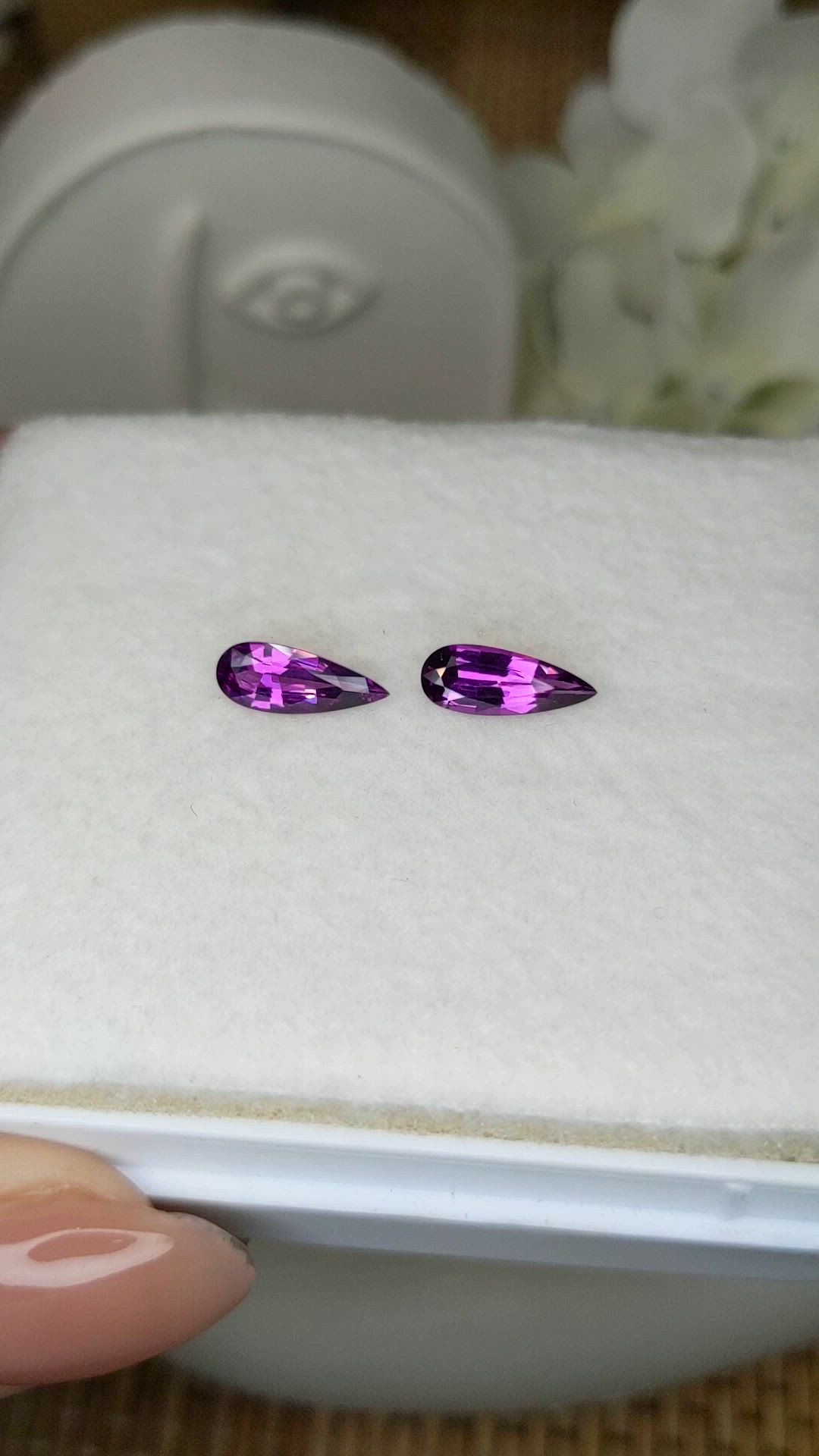 2.20 Ct.Tw.Total Carat Weight Pinkish Purple Garnet Pair from Ceylon (Sri Lanka) Size Video