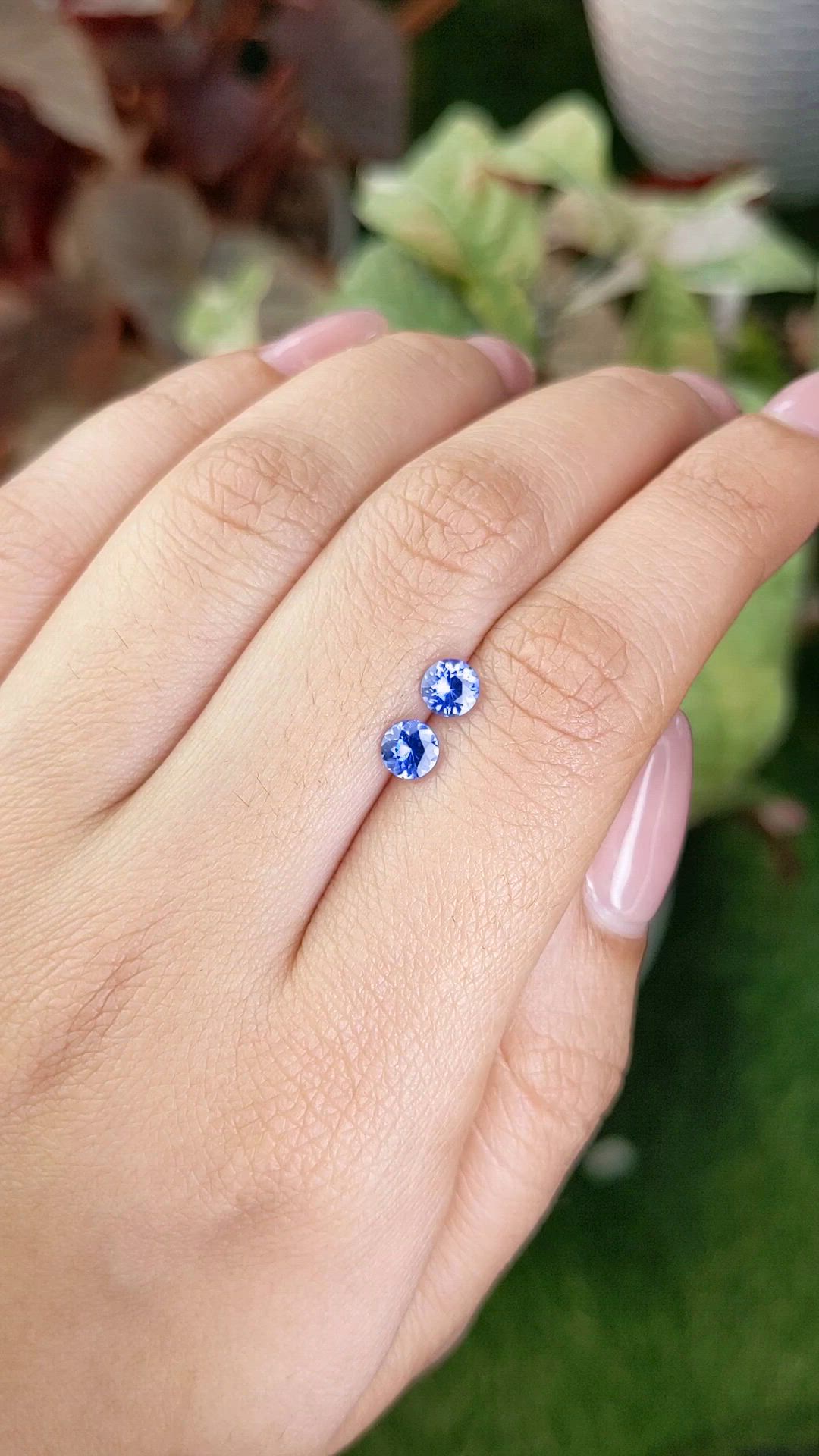 0.78 Ct.Tw.Total Carat Weight Violetish Blue Tanzanite Pair from Tanzania Size Video