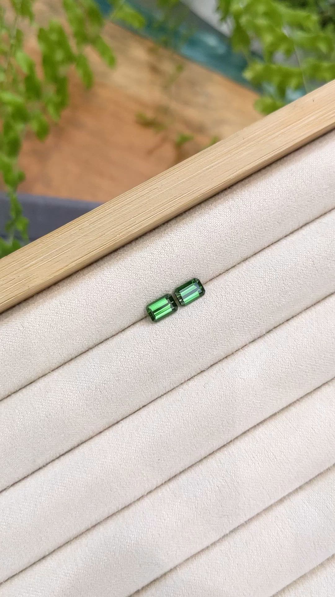 1.50 Ct.Tw.Total Carat Weight Green Tourmaline Pair from Brazil Size Video