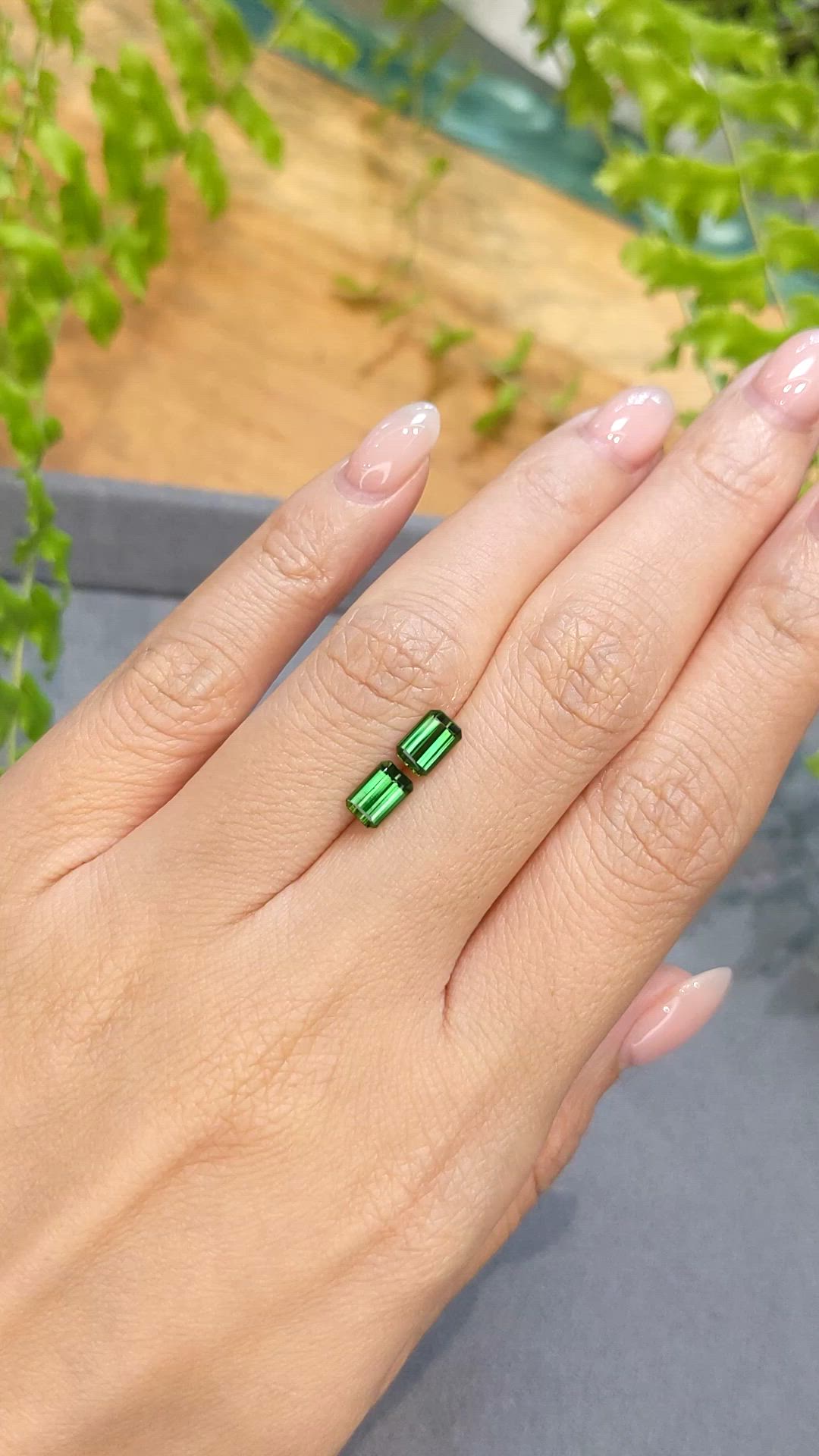 1.50 Ct.Tw.Total Carat Weight Green Tourmaline Pair from Brazil Size Video
