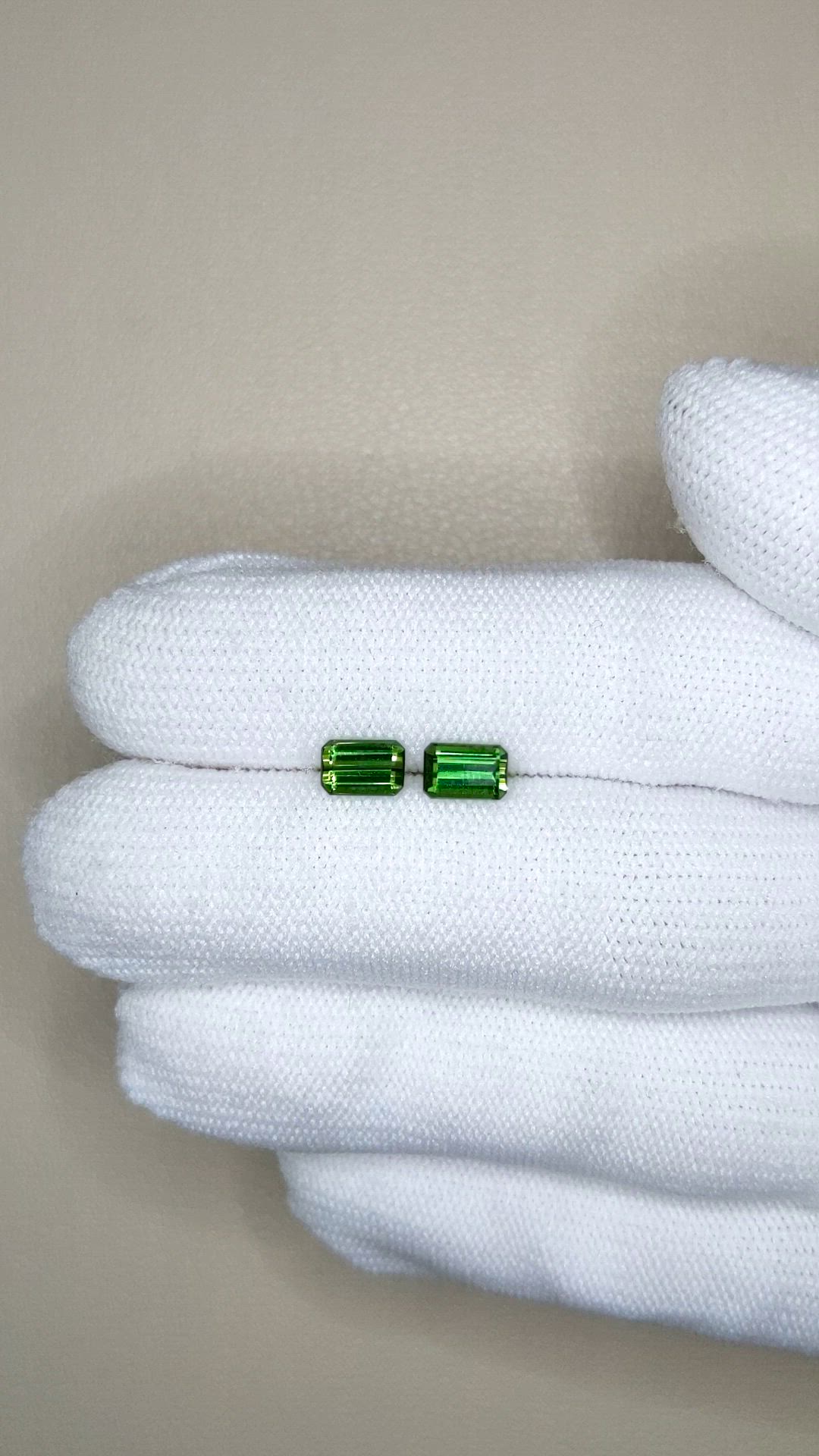 1.50 Ct.Tw.Total Carat Weight Green Tourmaline Pair from Brazil Size Video