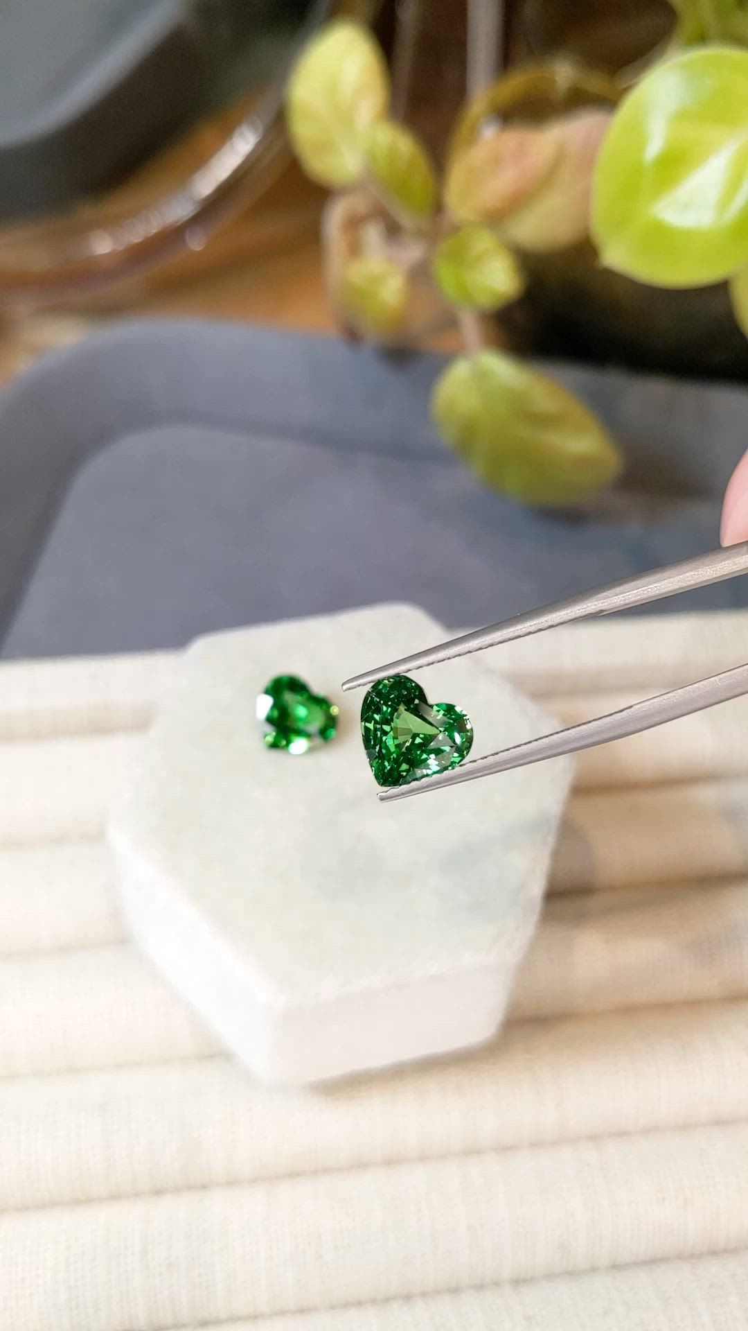 4.30 Ct.Tw.Total Carat Weight Tsavorite Garnet Pair Size Video