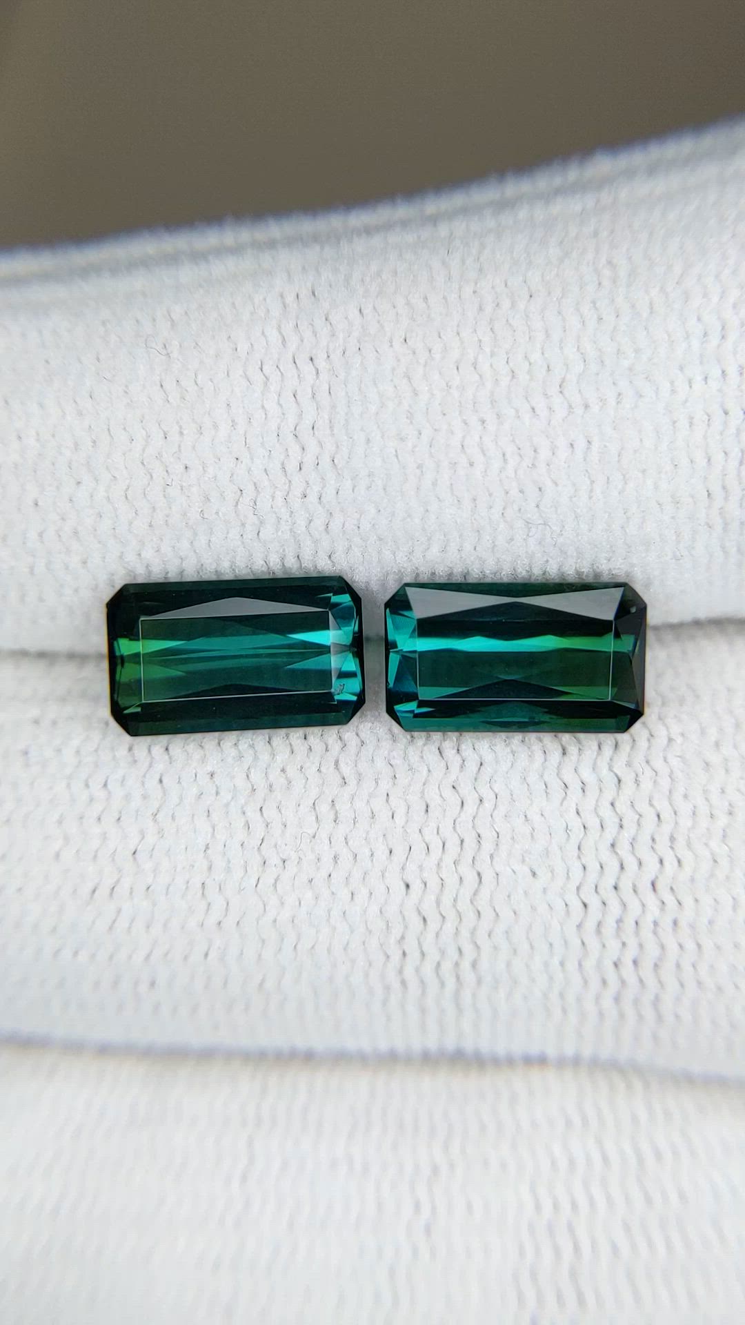 4.05 Ct.Tw.Total Carat Weight Bluish Green Tourmaline Pair from Mozambique Size Video