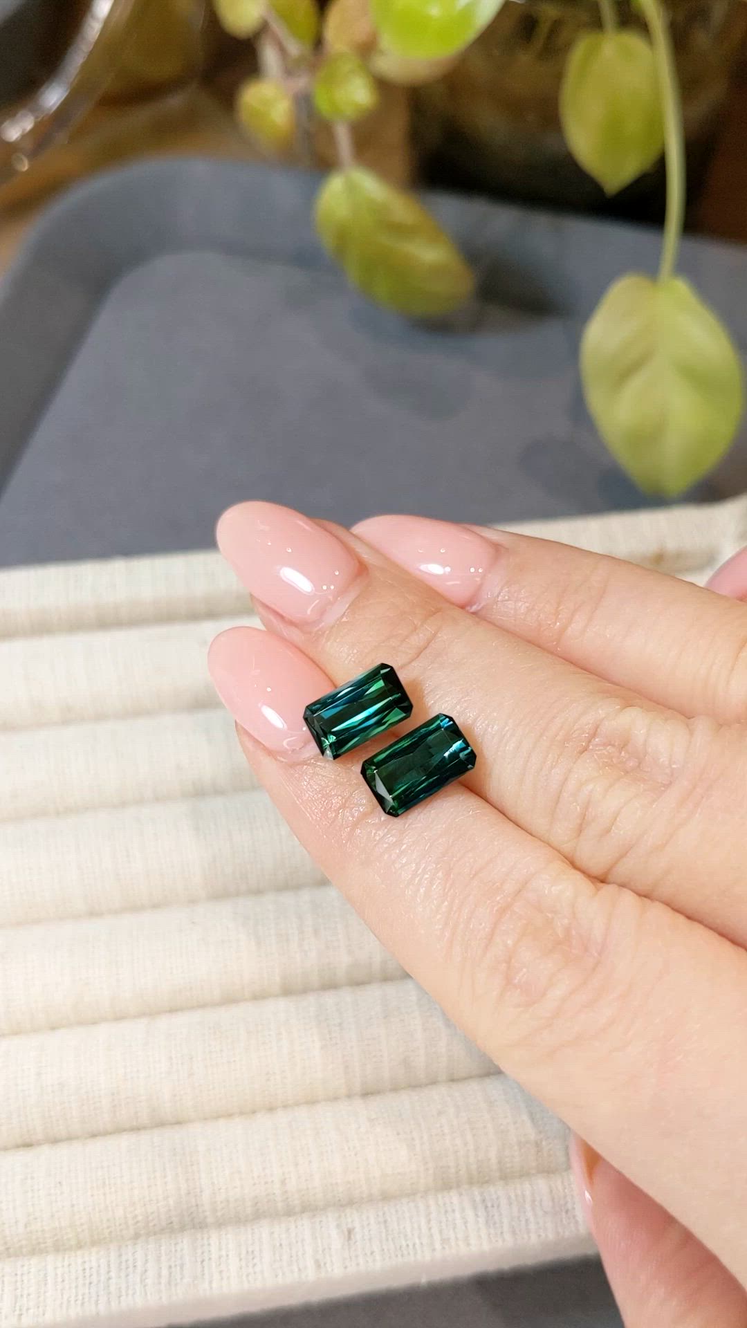 4.05 Ct.Tw.Total Carat Weight Bluish Green Tourmaline Pair from Mozambique Size Video